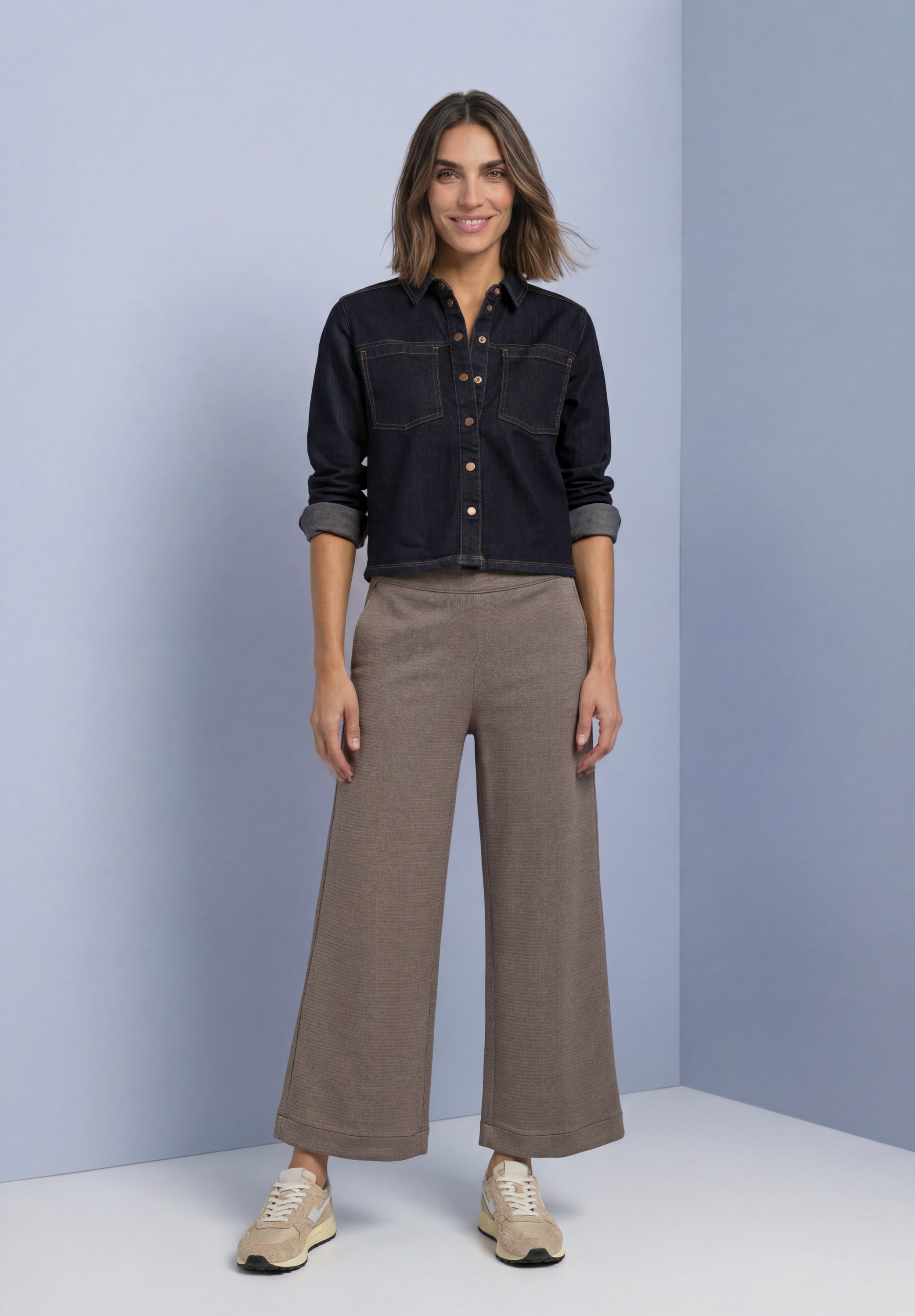 STREET ONE Culotte  Stoffhose aus Jersey mit Jacquard Dessin