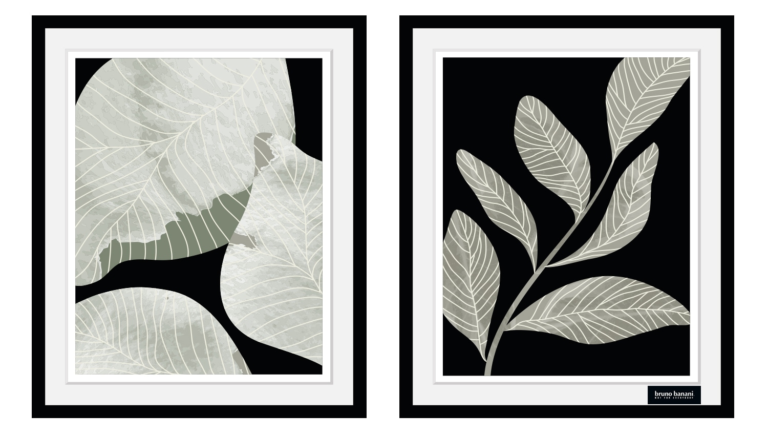 Bruno Banani Bild mit kaufen Gerahmter - Wandbild«, auf Raten Rahmen Rahmen cm 2x - »Eukalyptus - Dekoration - (2er-Set), Digitaldruck Weißer - Holzrahmen 30x40