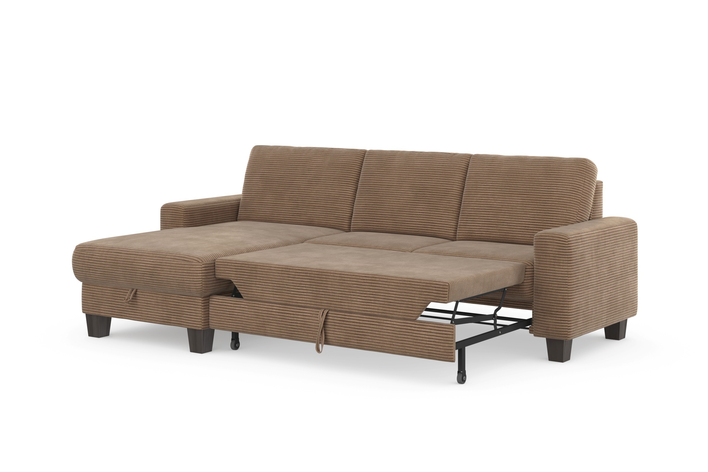 Home affaire Ecksofa »Summer L-Form«, mit Recamiere, mit oder ohne Bettfunktion und Bettkasten, Cord-Bezug