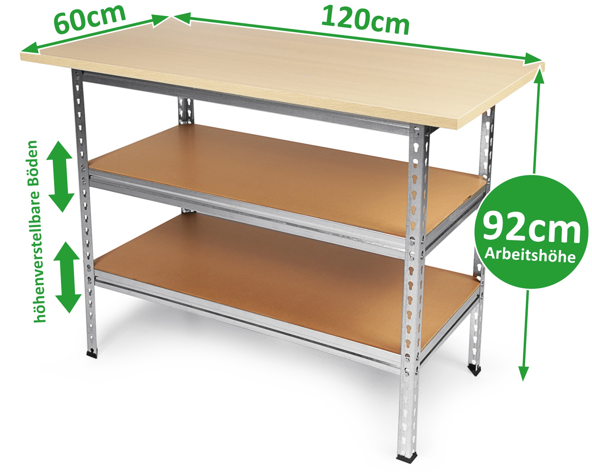 ONDIS24 Werkstatt-Set »Werkbank Uwe«, 120x60x92 cm, mit Werkzeugschrank und Lochwand