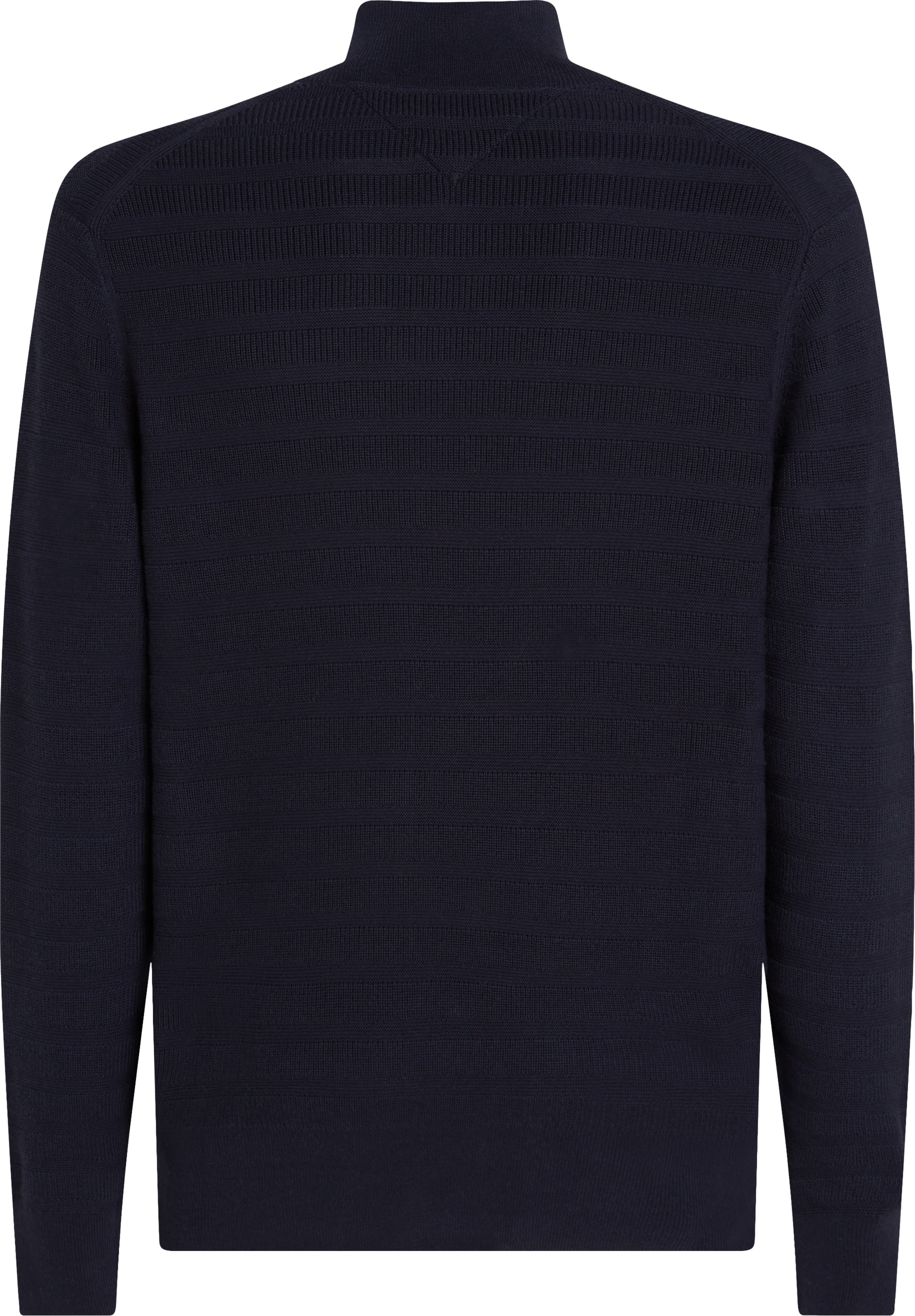 Tommy Hilfiger Strickjacke »STRIPE STRUCTURE«, modisches Strickmuster, Stehkragen
