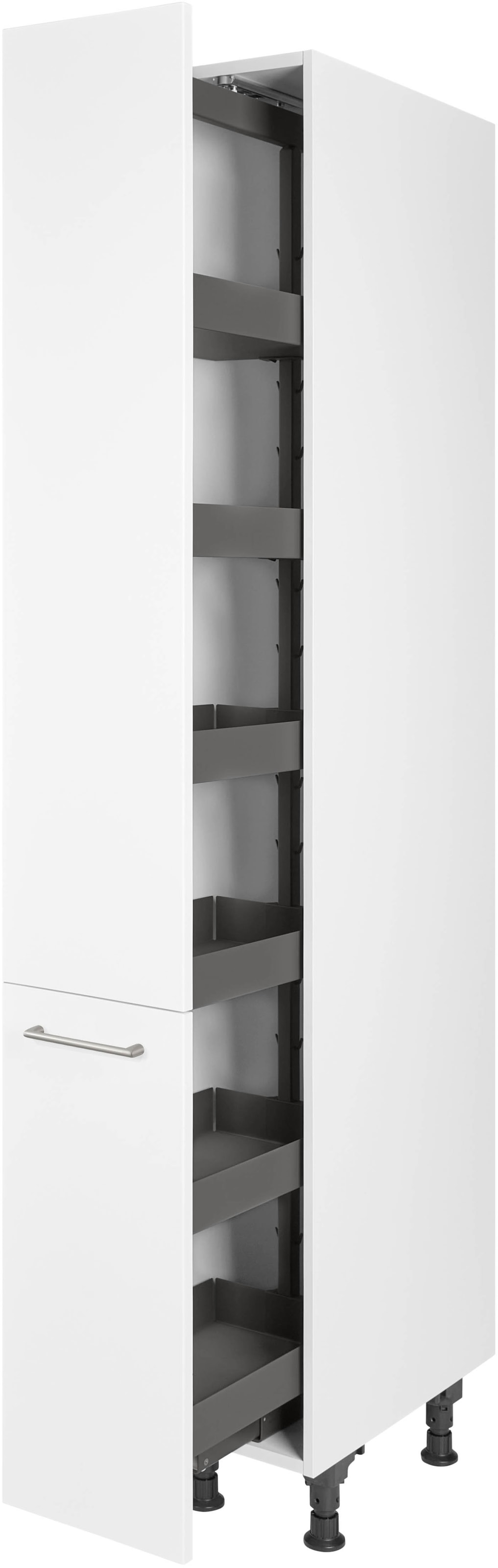 nobilia® Apothekerschrank »"Laser", mit 5 Einhängekörben, Breite 30 cm, Höhe 216,6 cm,« vormontiert, Ein- und Auszugsdämpfung SoftStoppPro