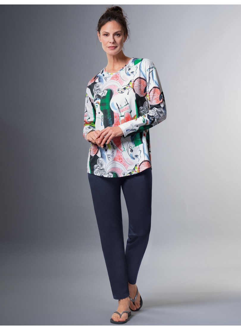 TRIGEMA Schlafanzug »Schlafanzug mit abstraktem Kunst-Print« 1 Stk. tlg. weiss M M DELUXE-Single-Jersey