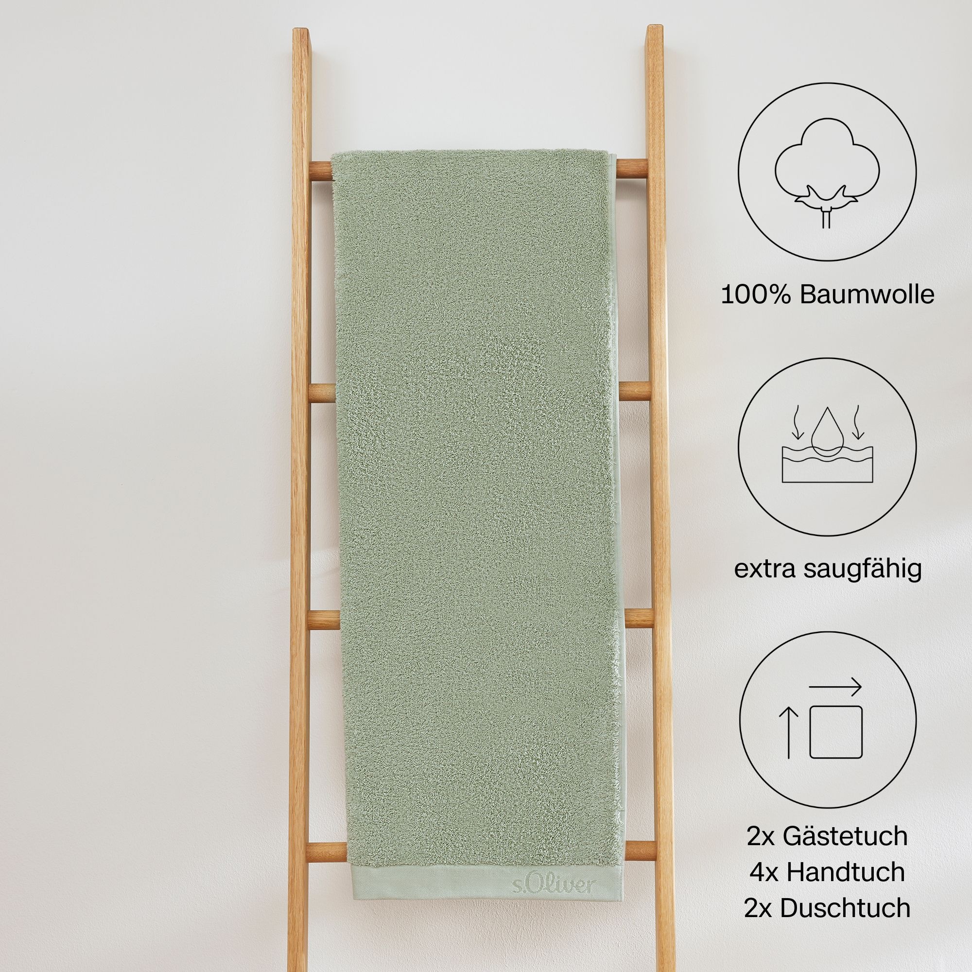 s.Oliver Handtuch Set »s.Oliver, Premium Qualität, 600 gr/m²«, (Set, 8 St., 2 Gästetücher 30x50 cm-4 Handtücher 50x100 cm-2 Duschtücher 70x140 cm), 2 Gästetücher 30x50, 4 Handtücher 50x100, 2 Duschtücher 70x140