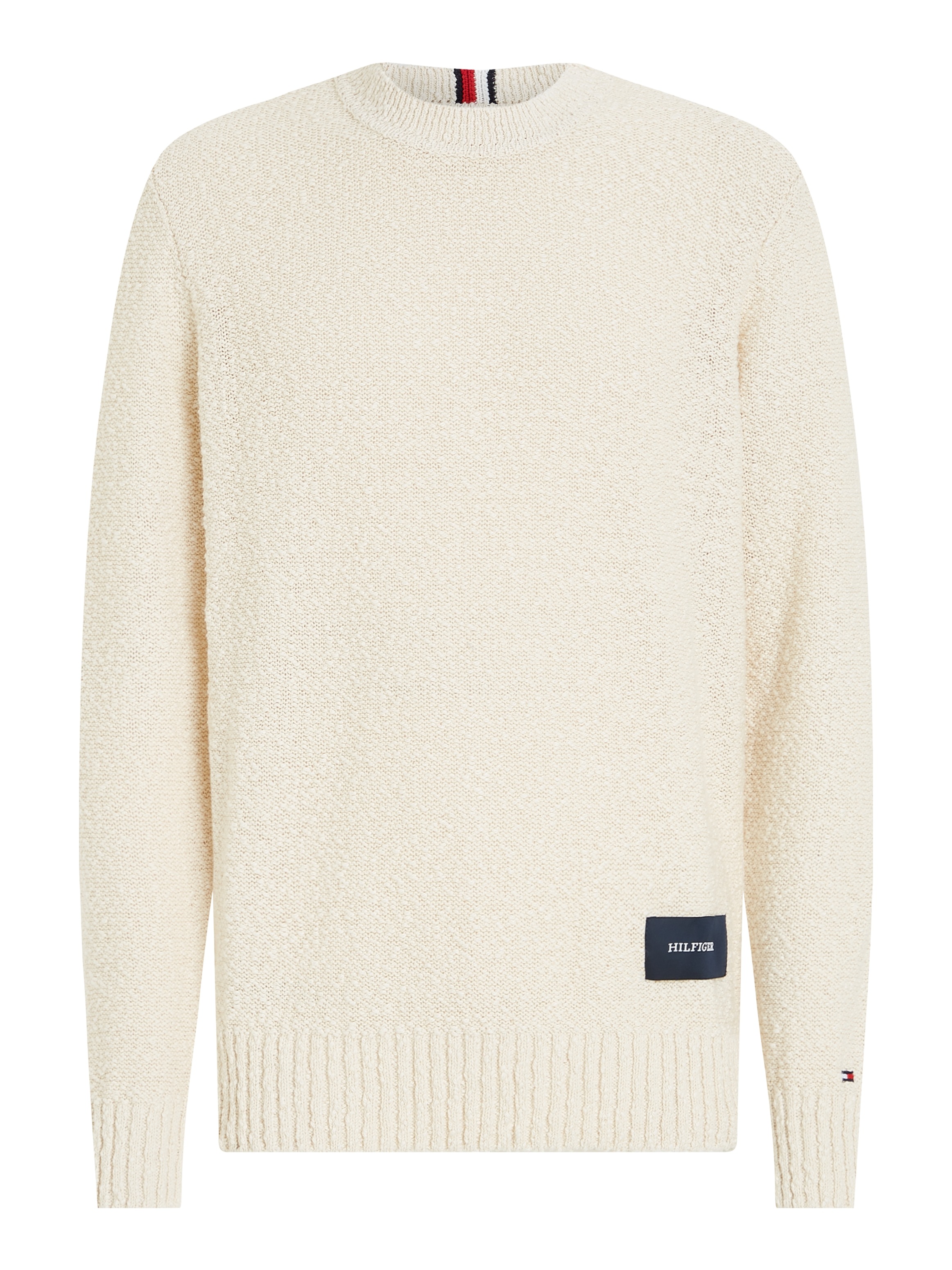 Tommy Hilfiger Strickpullover »SLUB YARN C NK«, mit Logostickerei am Ärmel