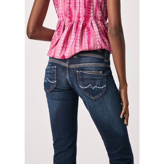 Pepe Jeans Gerade Jeans »VENUS«, Straight Passform mit niedrigem  Doppel-Knopf-Bund und doppelter Gesäßtasche in tollem Komfort Stretch Denim  günstig kaufen