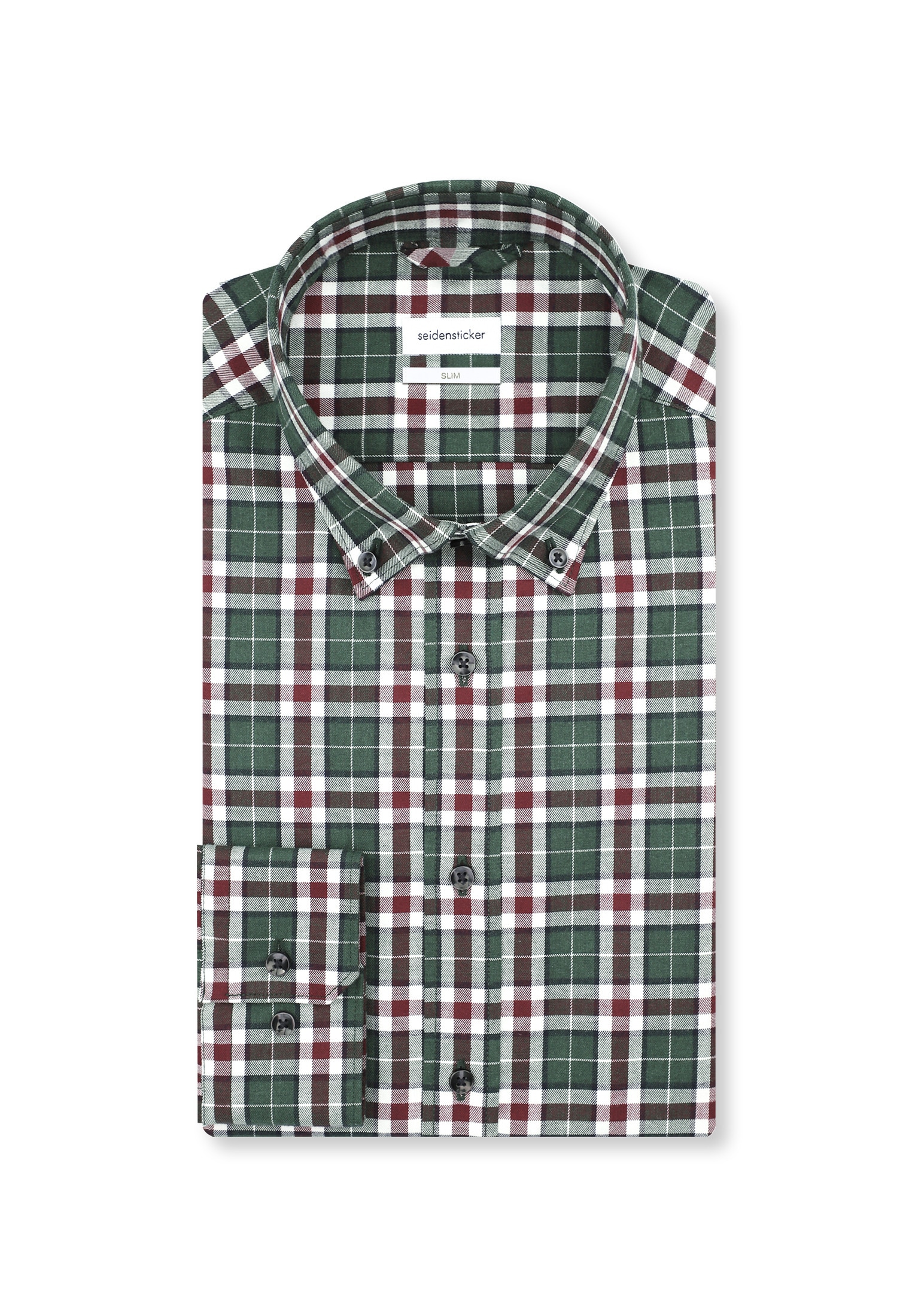 seidensticker Flanellhemd »Slim« Slim 1/1 Button-Down-Kragen Karo