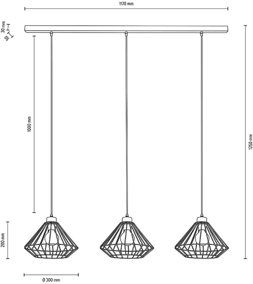 BRITOP LIGHTING Hängeleuchte »Raquelle«, 3 flammig, Leuchtmittel E27 | ohne Leuchtmittel-Leuchtmittel wechselbar, Dekorative Leuchte aus Metall, passende LM E27 / exkl., Made in Europe