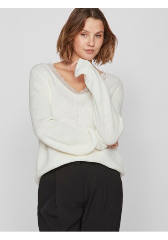 V-Ausschnitt-Pullover »VILOU REV V-NECK L/S LACE KNIT TOP -NOOS«