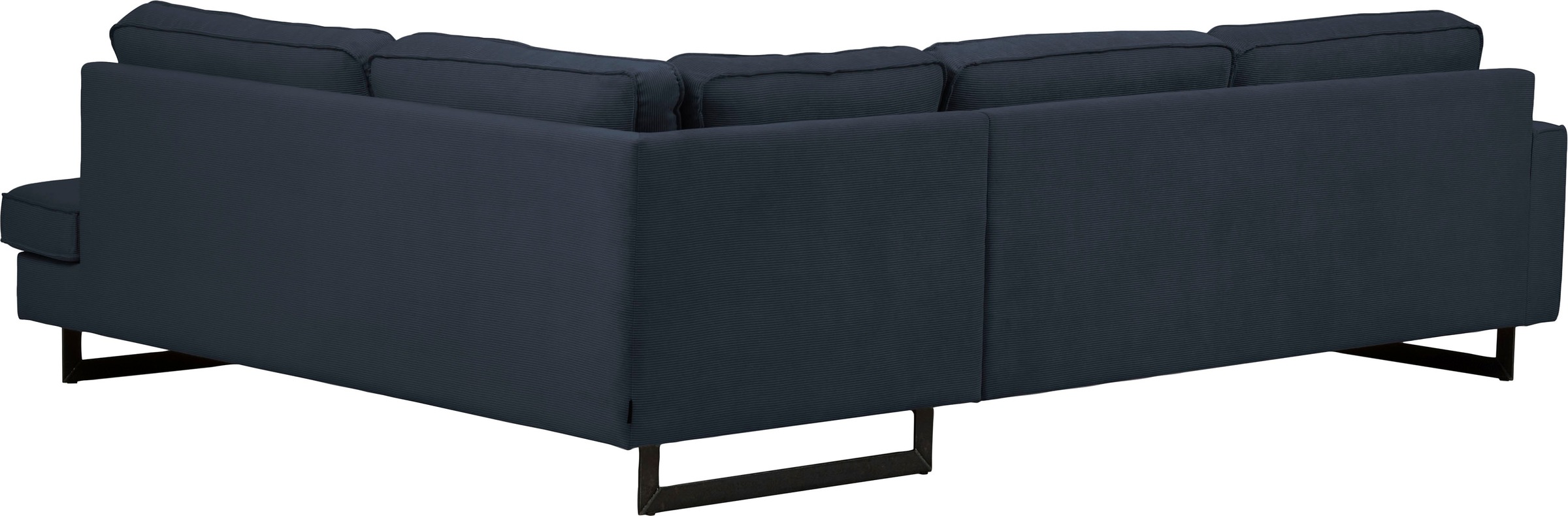 Places of Style Ecksofa »Pinto, 290 cm, Cord, Chenille, Lederoptik, Ottomane links / rechts«, mit Keder, schwarze Metallfüße, Wellenunterfederung