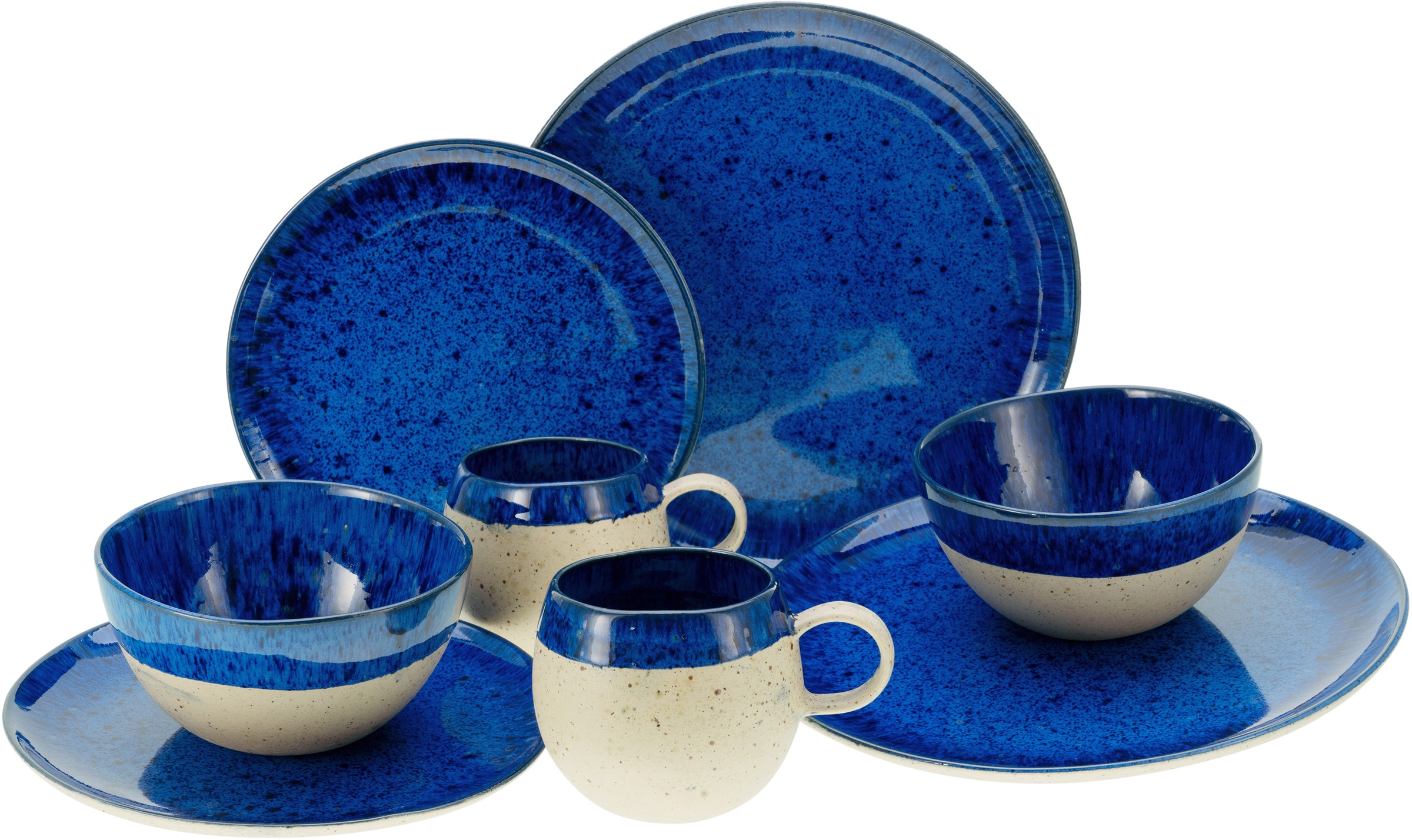 CreaTable Kombiservice »Geschirr-Set Deep Blue Sea«, (Set, 8 tlg., Kaffeese günstig online kaufen