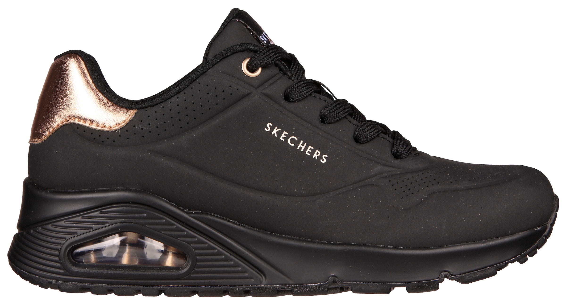 Skechers Sneaker »UNO GOLDEN AIR«, Freizeitschuh, Halbschuh, Schnürschuh mit Metallic-Einsatz
