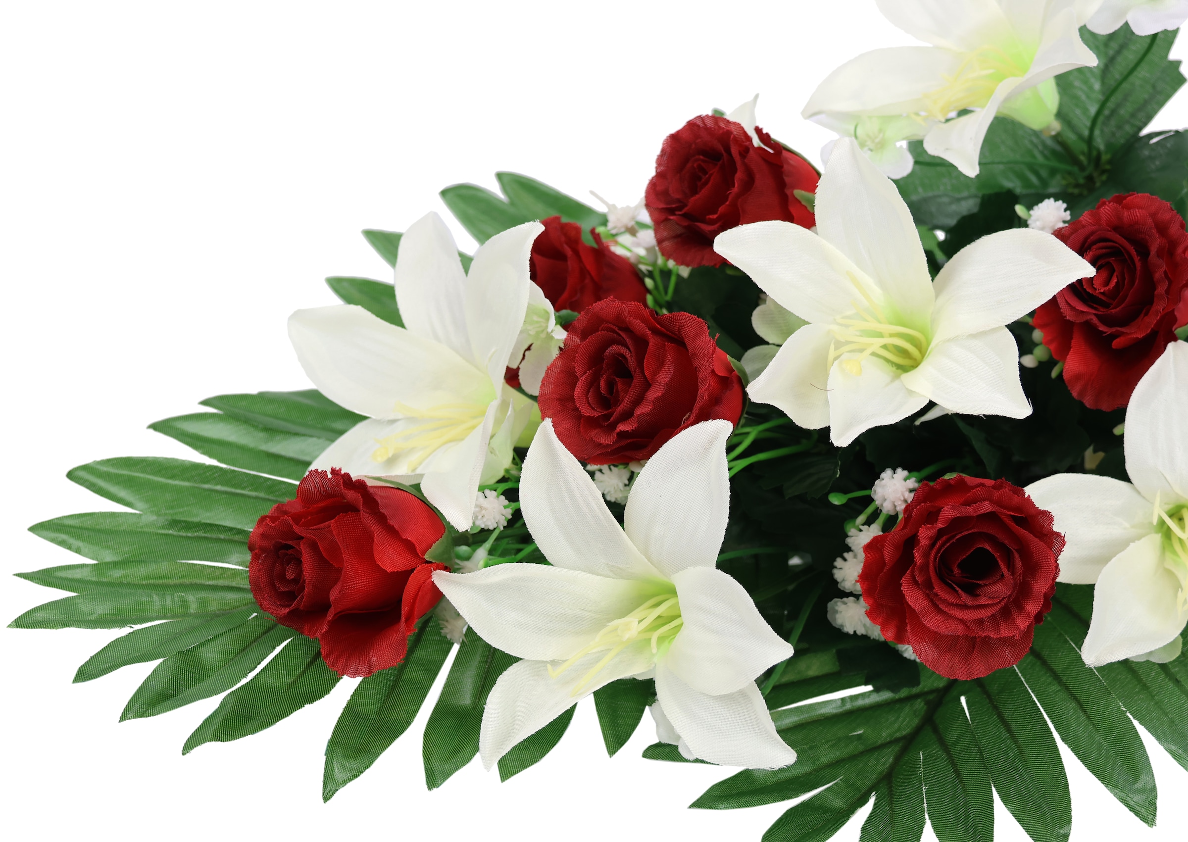 I.GE.A. Kunstblume »Aufleger Rosen/Lilien«, Bouquet Strauß Blume Tischdeko Deko Grabdeko Grableger Grabschmuck
