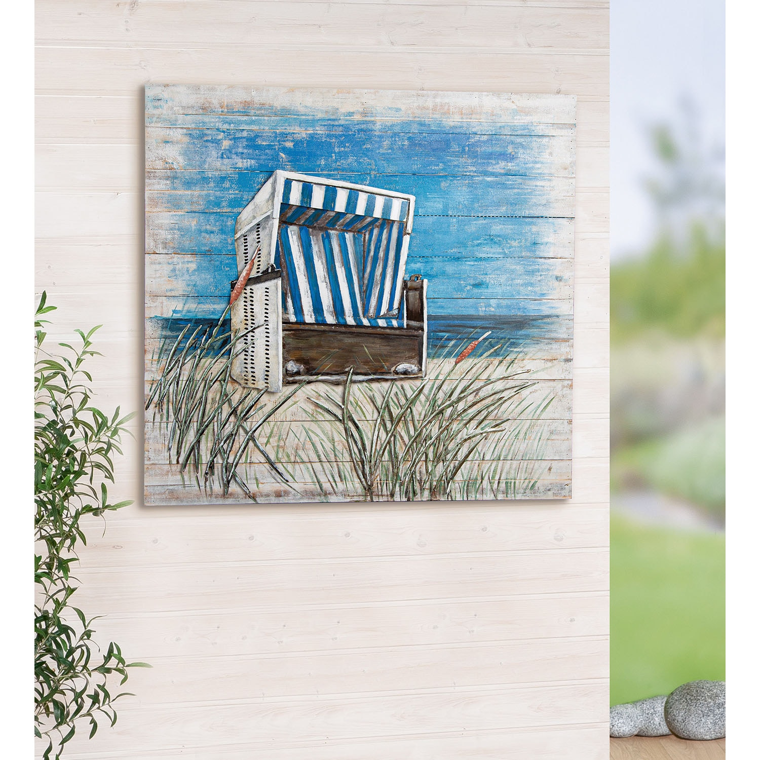 GILDE Leinwandbild »Bild quadratisch Strandkorb« Strandbilder 1 Stk. tlg.