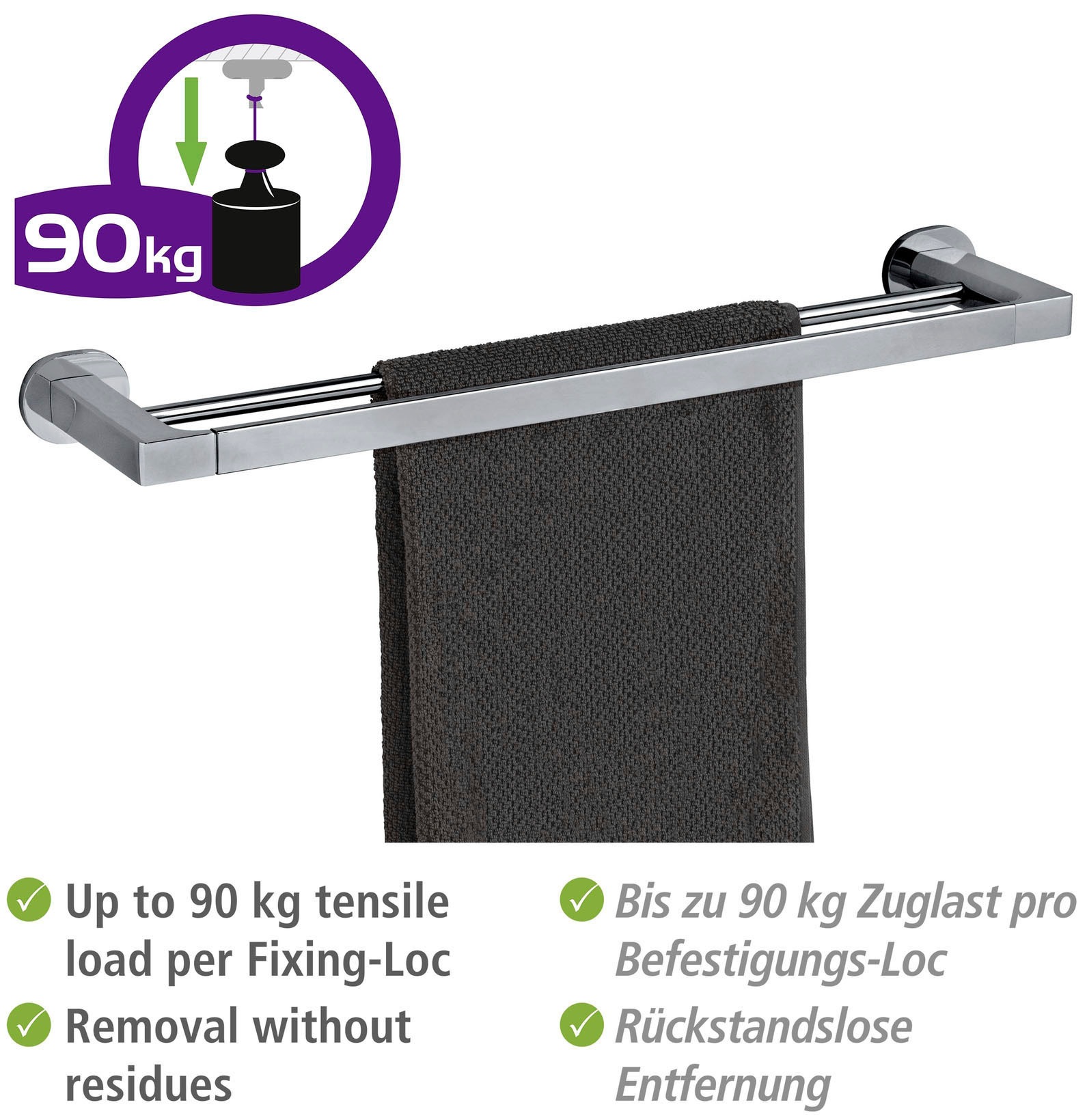 WENKO Handtuchstange »UV-Loc® Maribor« befestigen ohne Bohren