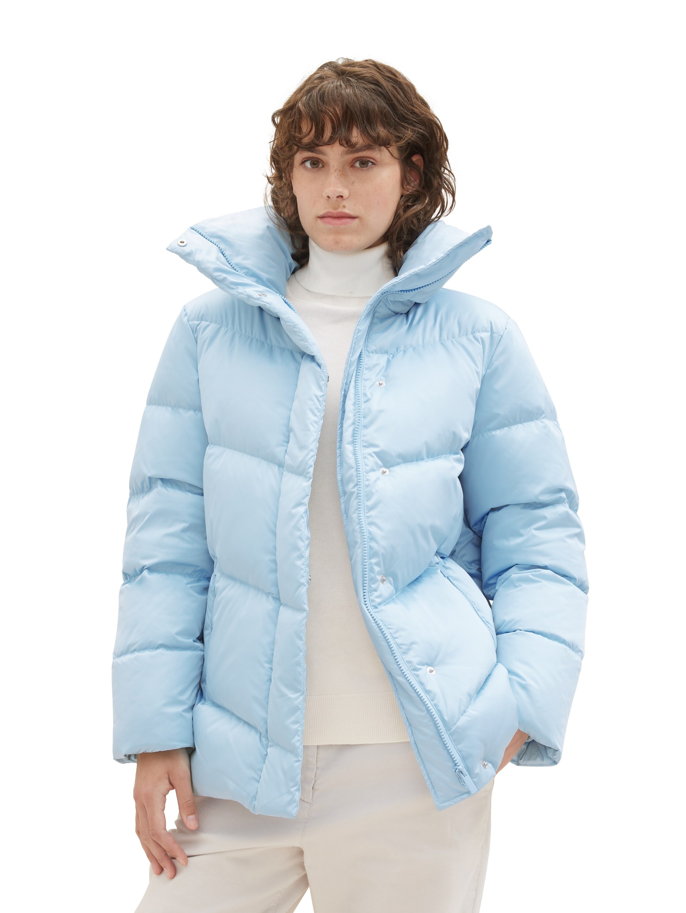 TOM TAILOR Steppjacke, mit Logodruck am wattierten Stehkragen