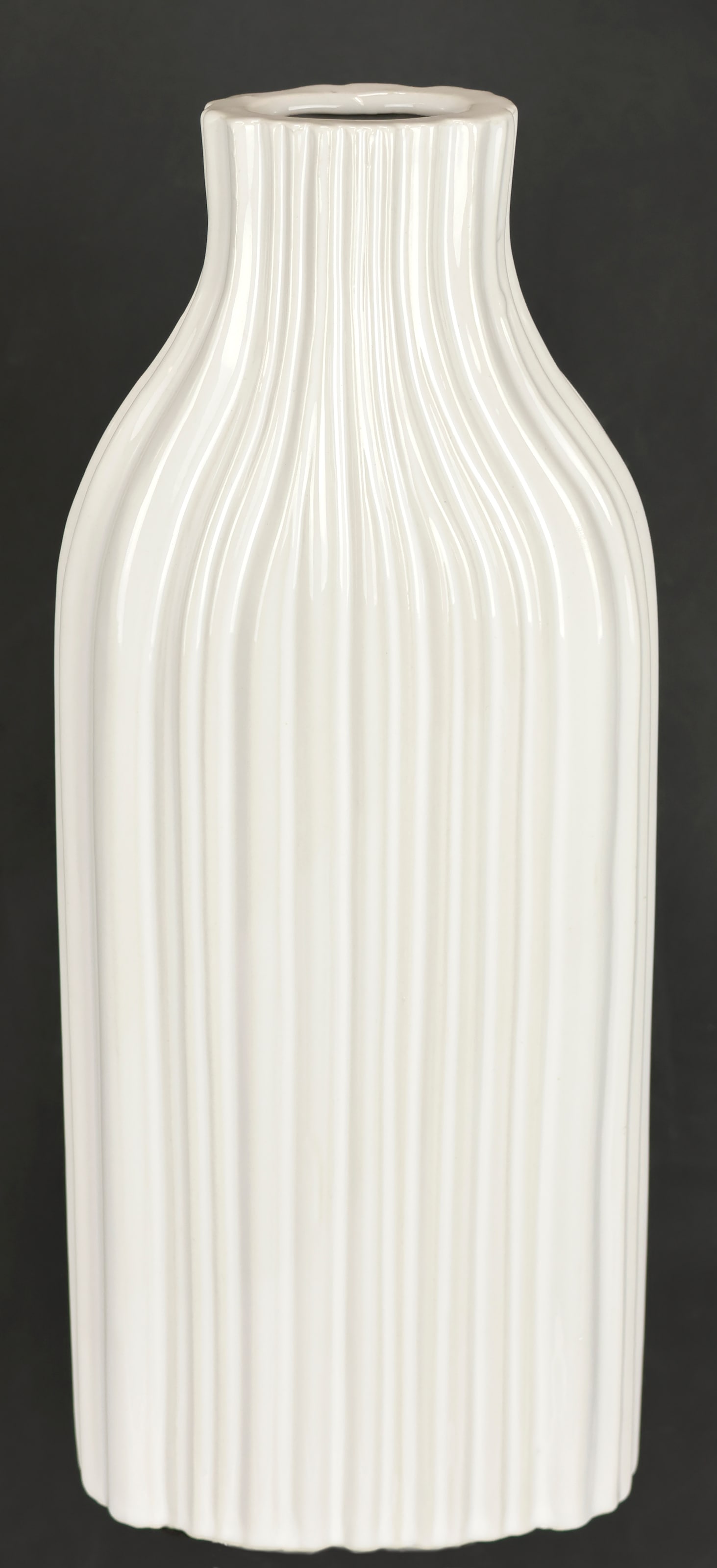 I.GE.A. Dekovase »Blumenvase aus Keramik, geriffelt, bauchig, glänzend, Keramikvase«, (1 St.), Deko-Vase für Blumen, Pampasgras, Trocken- oder Kunstblumen u. Zweige