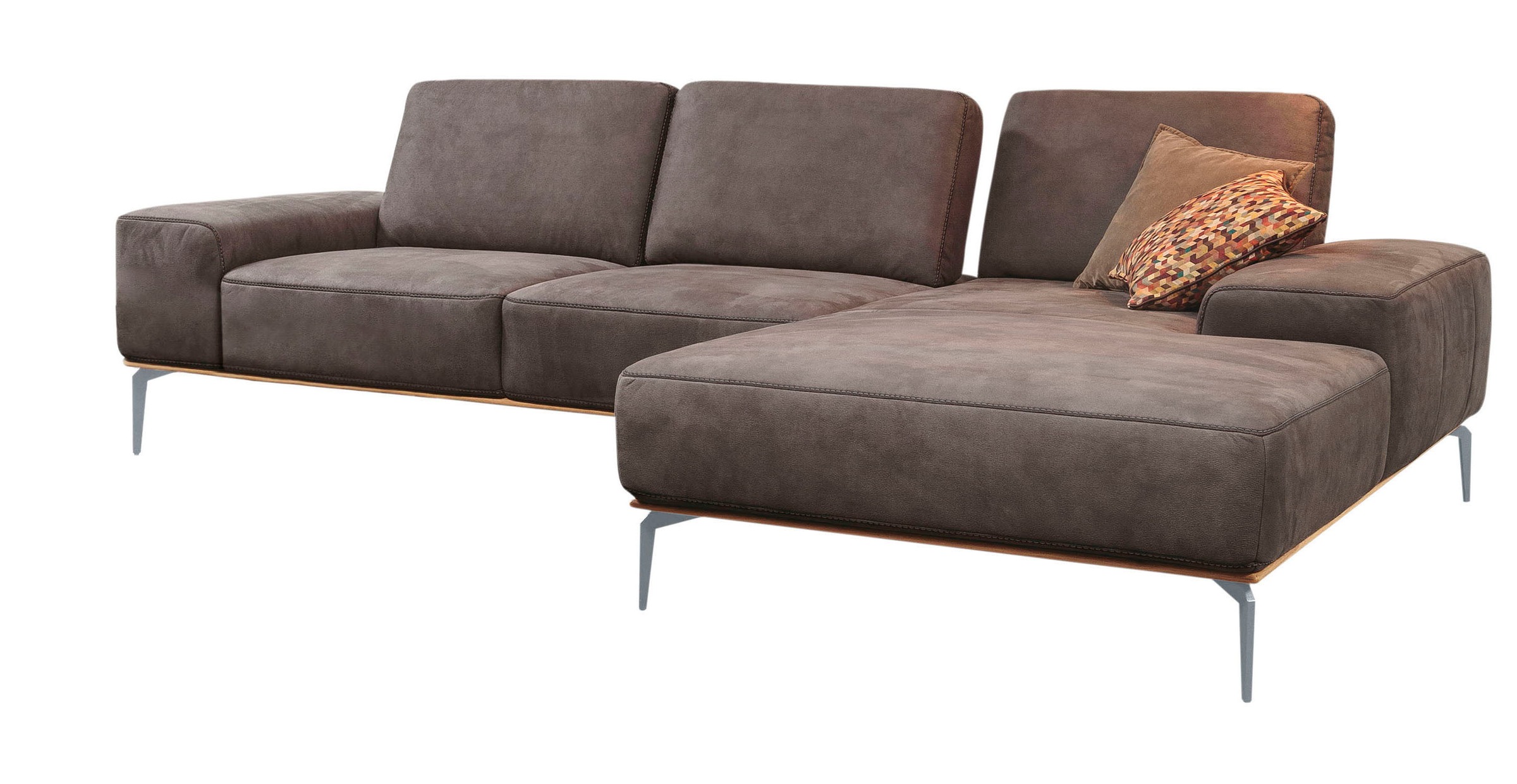 W.SCHILLIG Ecksofa »run, Designsofa mit tollem Sitzkomfort, bequem, L-Form«, mit elegantem Holzsockel, Füße in Silber matt, Breite 319 cm