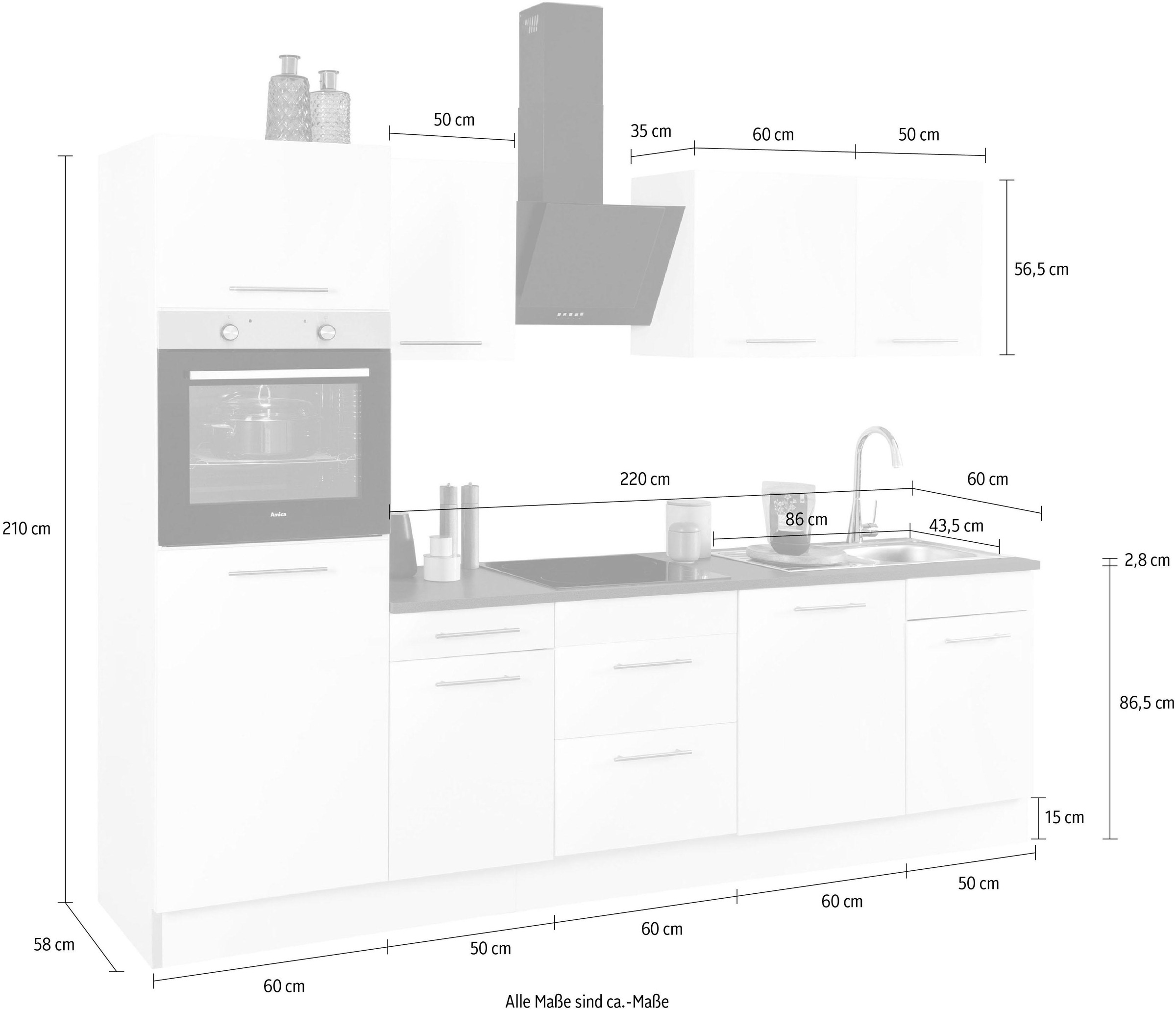 wiho Küchen Küchenzeile »Ela«, Breite 280 cm, Soft-Close-Funktion, höhenverstellbare Füße
