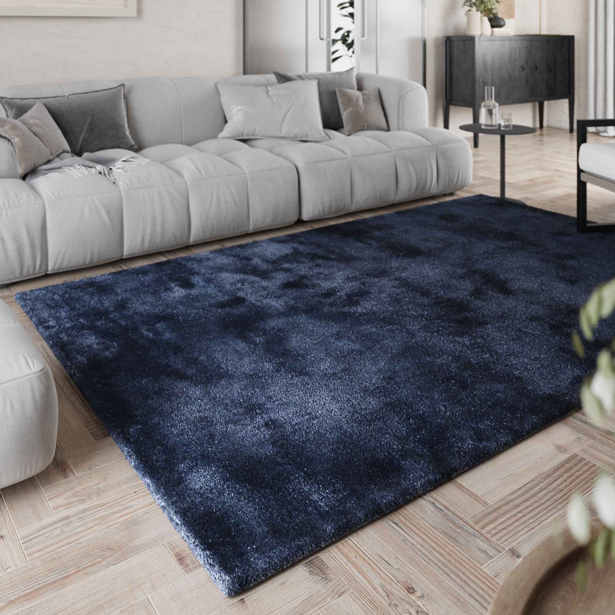 Homie Living Teppich »Pisa«, rund, 25 mm Höhe, Hochflor, Microfaser, uni, weich, Shaggy, Wohnzimmer, Schlafzimmer