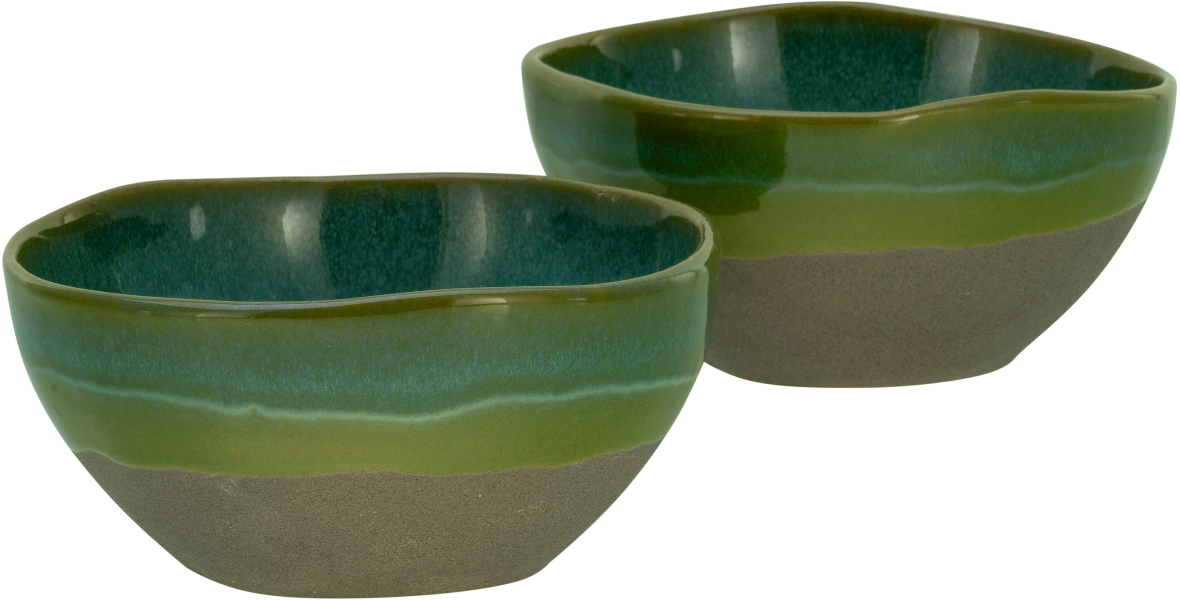 CreaTable Schale »Basalt Bio, Poke Bowl 18 cm 2-tlg«, 2 tlg., aus Steinzeug, Organische Form, Jedes Teil ein Unikat