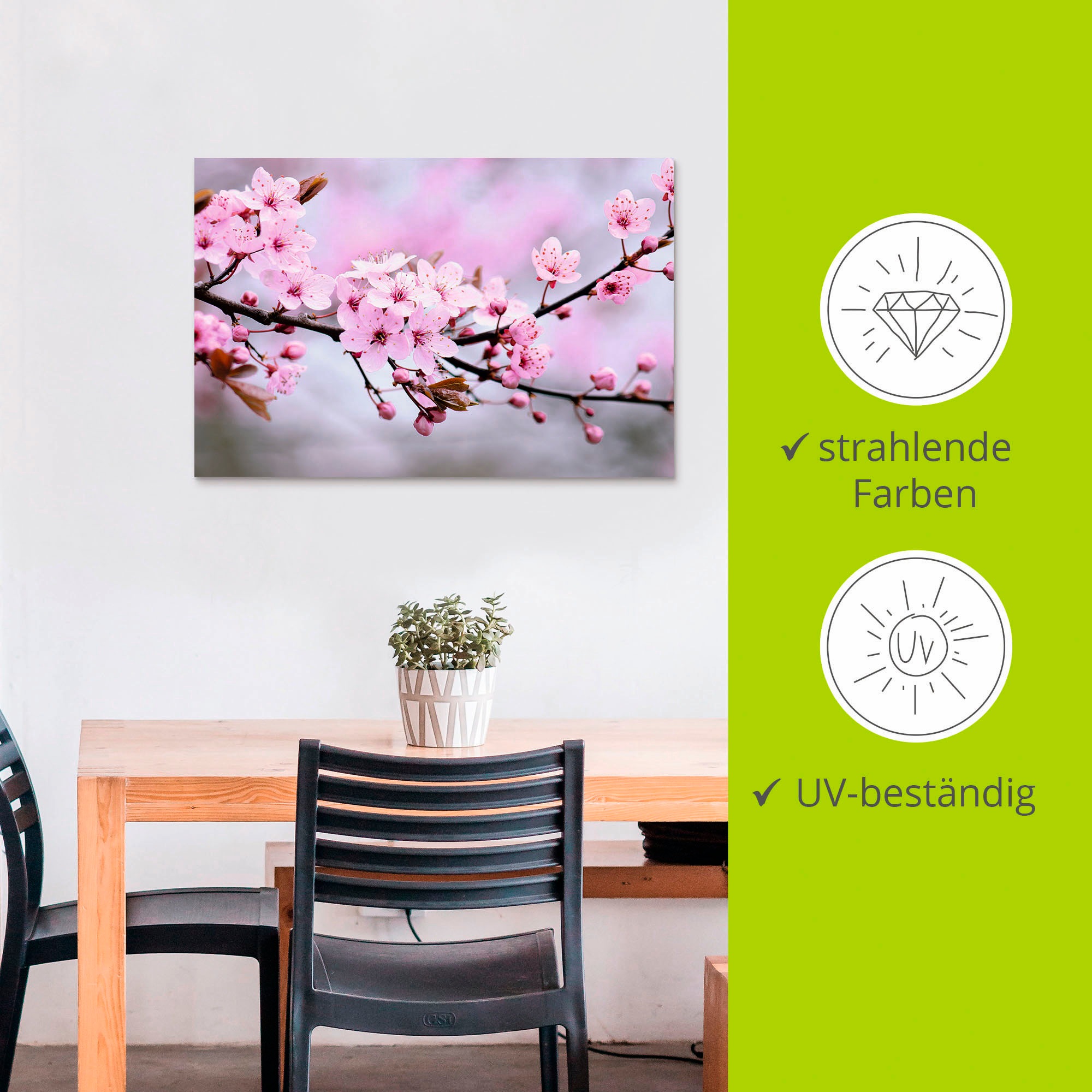 Artland Wandbild »Kirschblüten«, Blumen, (1 St.), als Alubild, Outdoorbild, Leinwandbild, Poster, Wandaufkleber