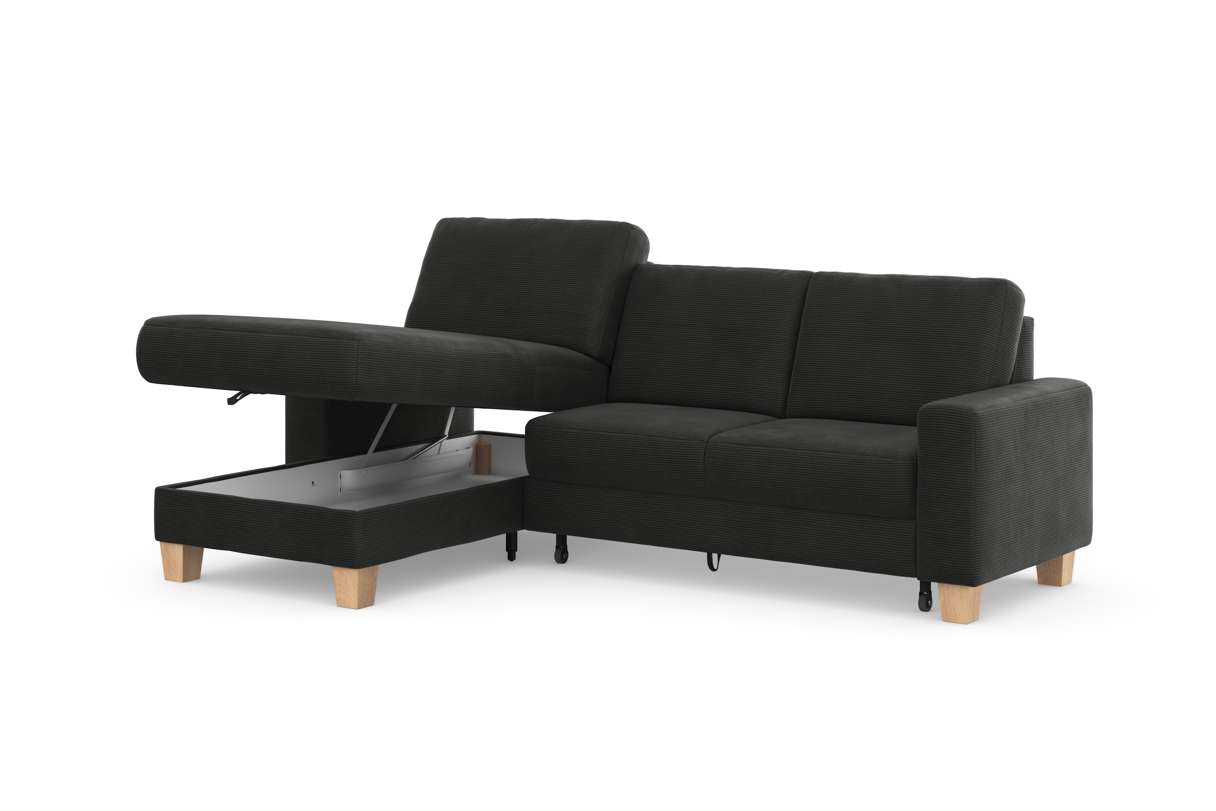 Home affaire Ecksofa »Summer L-Form«, mit Recamiere, mit oder ohne Bettfunktion und Bettkasten, Cord-Bezug