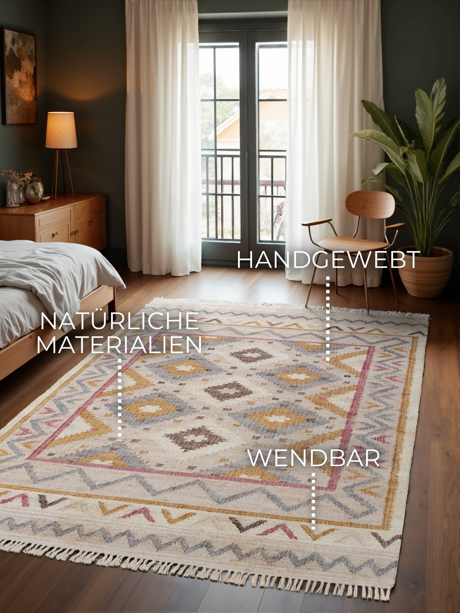 ELLE DECORATION Teppich »Kelim Imani« rechteckig 3 mm Höhe Jute, Baumwolle, günstig online kaufen