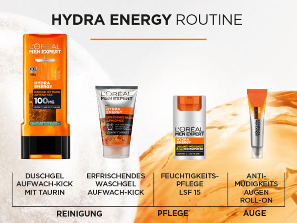 L'ORÉAL PARIS MEN EXPERT Gesichtsgel »HYDRA ENERGY 24H ANTI-MÜDIGKEIT FEUCHTIGKEITSPFLEGE LSF15« mit Lichtschutzfaktor