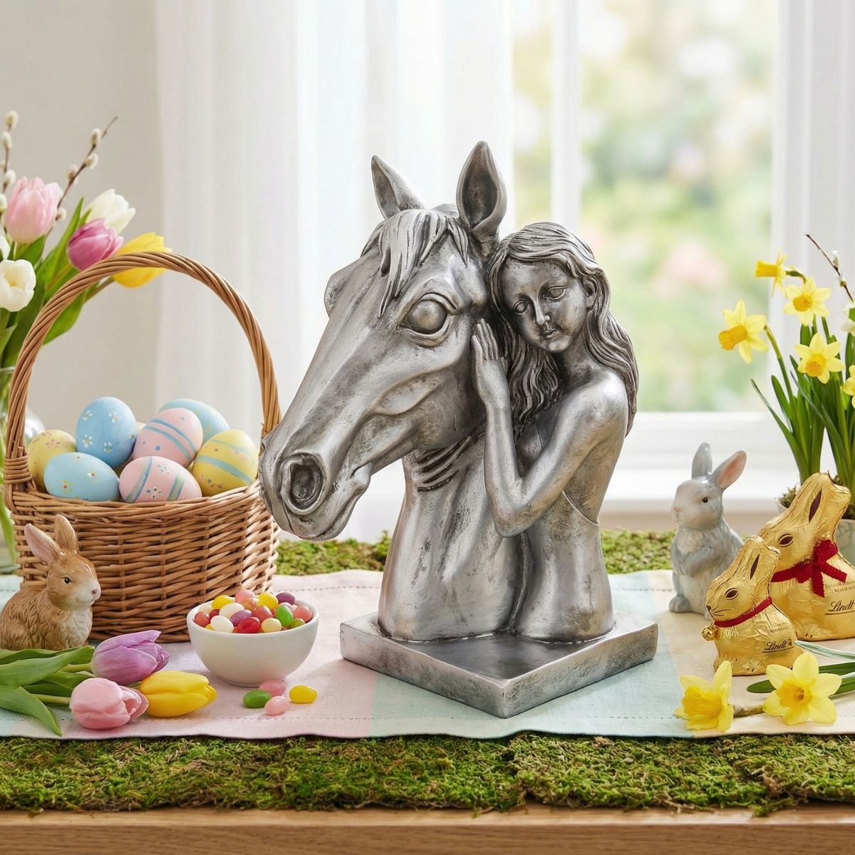 Ambiente Haus Tierfigur »Pferdekopf mit Mädchen 32cm«