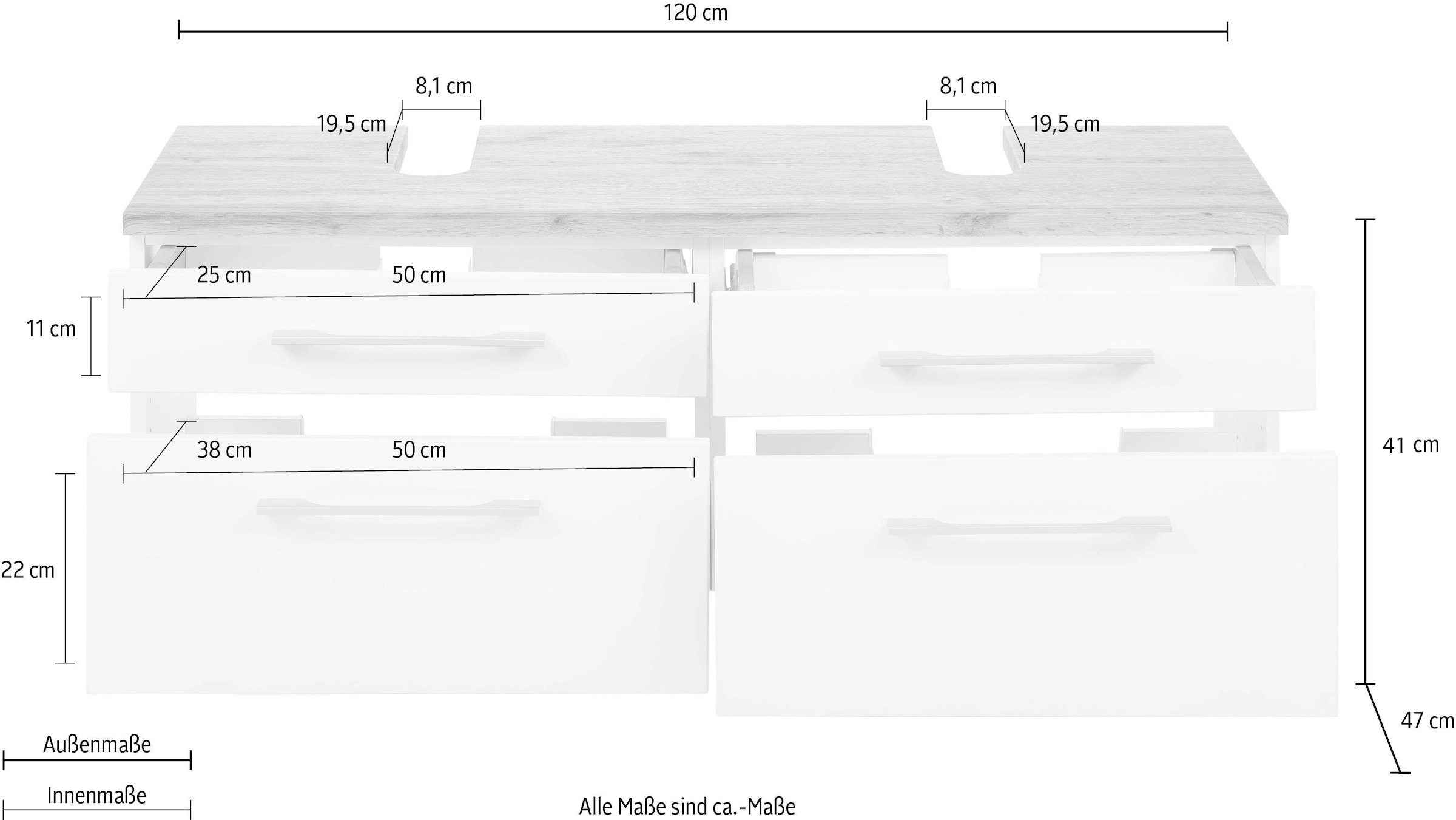 HELD MÖBEL Waschbeckenunterschrank »Davos«, Breite 120 cm online bestellen