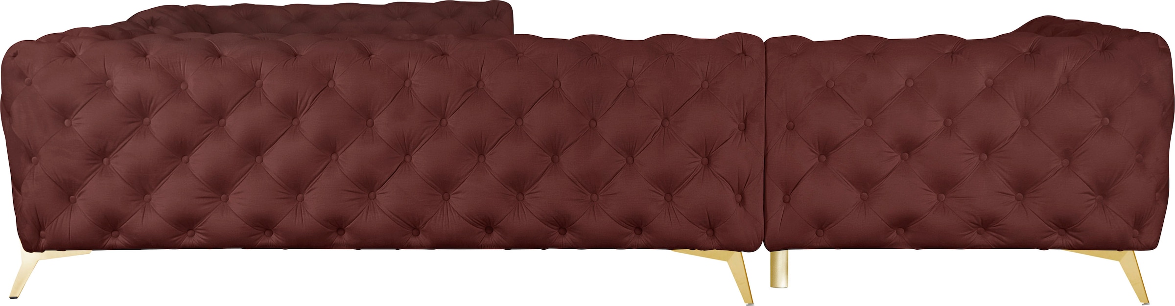 Leonique Chesterfield-Sofa »Amaury L-Form«, großes Ecksofa, Chesterfield-Optik, Breite 323 cm, Fußfarbe wählbar