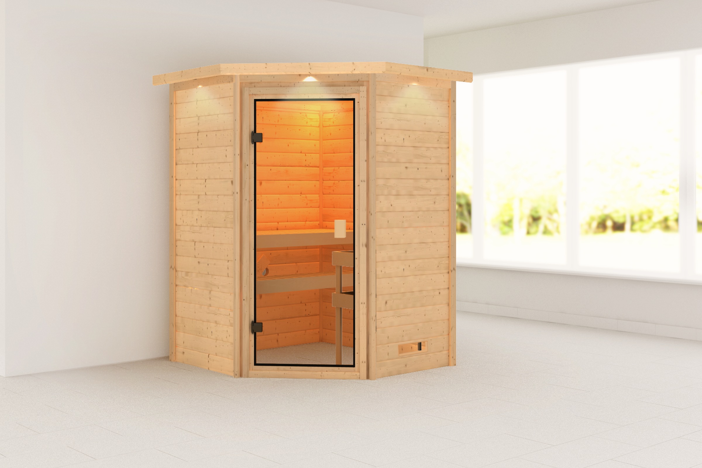 Karibu Sauna »"Anni" mit bronzierter Tür und Kranz, naturbelassen« aus hoch günstig online kaufen