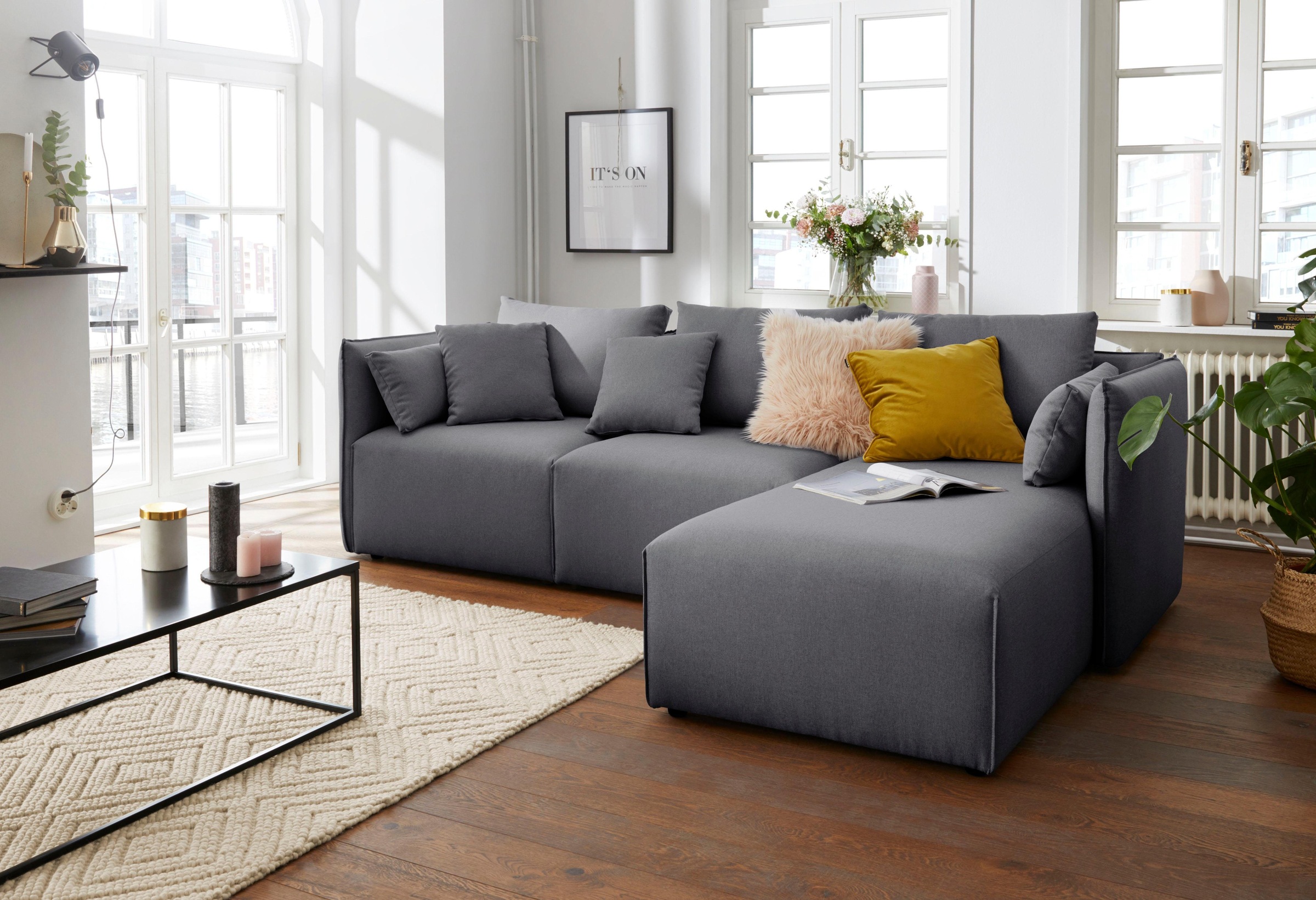 andas Ecksofa »Nöre«, (3 Teile), zusammengesetzt aus Modulen, in vielen Bezugsqualitäten und Farben