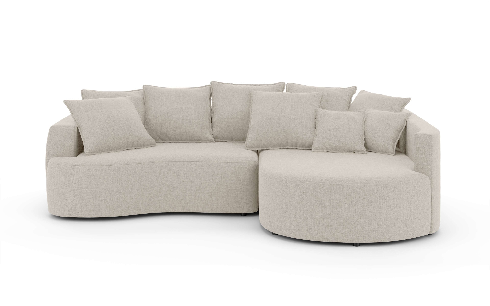 INOSIGN Ecksofa »Kahekili, Schlafsofa mit Bettkasten, Maße B/T/H: 255/181/90/ cm«, L-Form mit Wellenunterfederung, 7 Rückenkissen und 2 Zierkissen