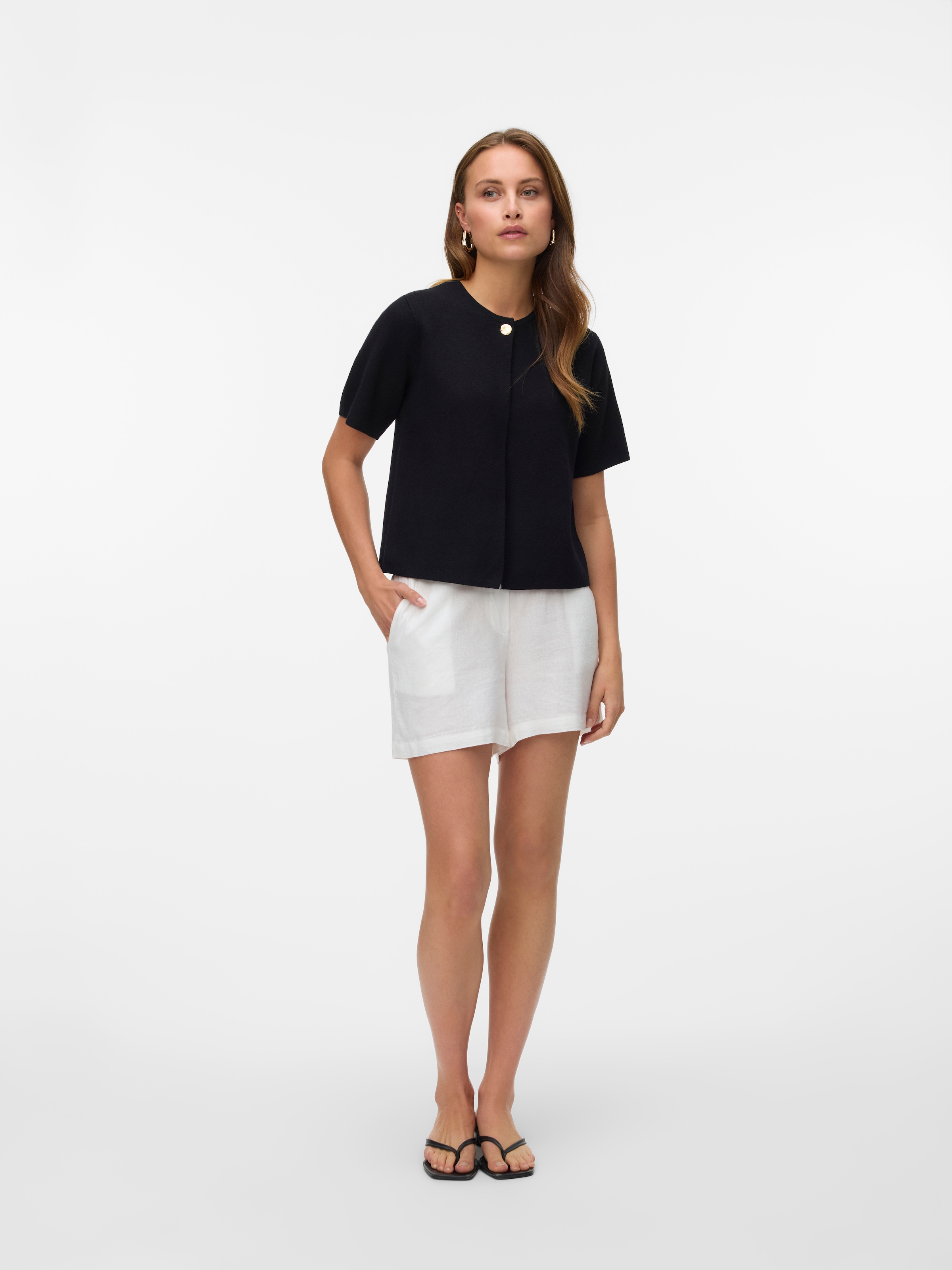 Vero Moda Strickjacke »VMGOLD SS O-NECK ONE BUTTON CARDIGAN«