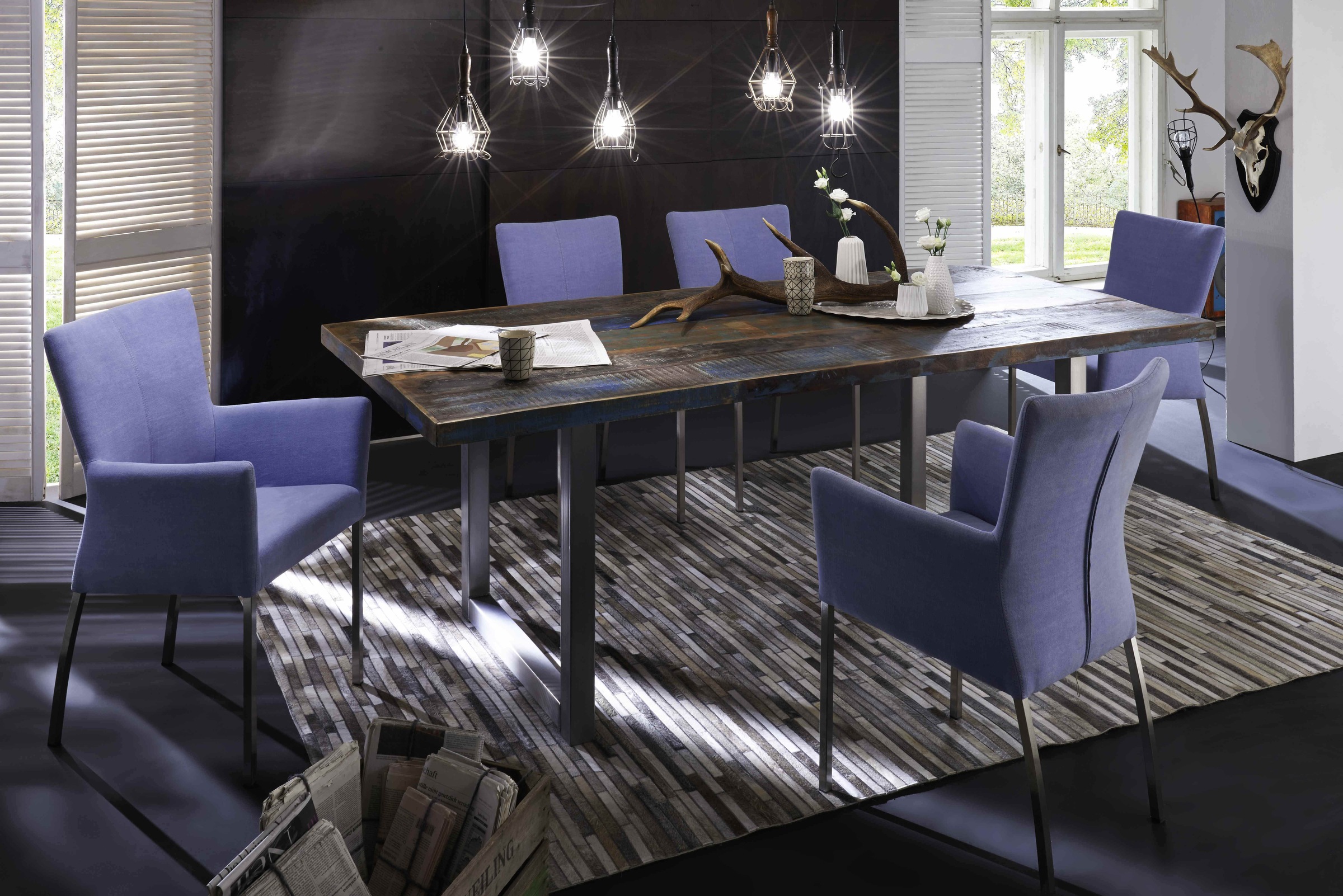 SIT Esstisch »Tops«, aus recyceltem Altholz und Metall, Shabby Chic, Vintage