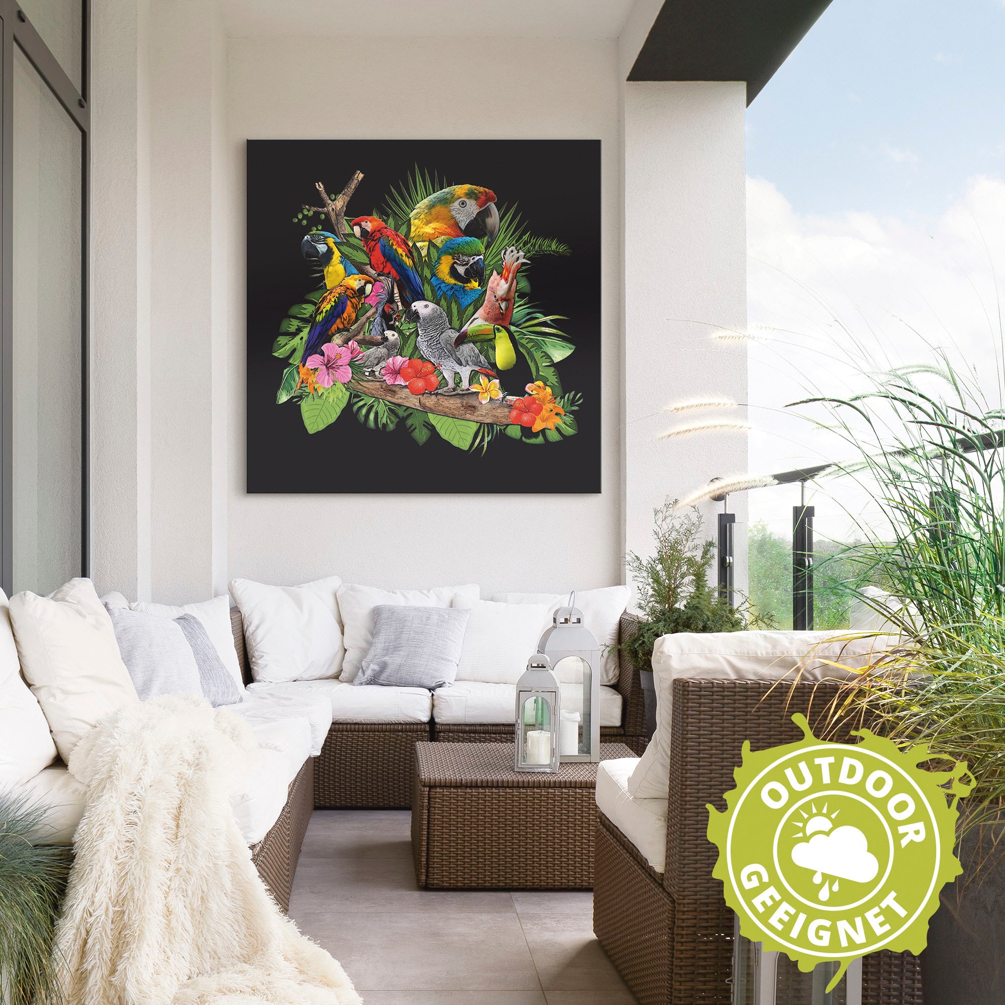 Artland Wandbild »Papageien Graupapagei Kakadu Dschungel«, Vögel, (1 St.), als Alubild, Outdoorbild, Leinwandbild, Poster, Wandaufkleber