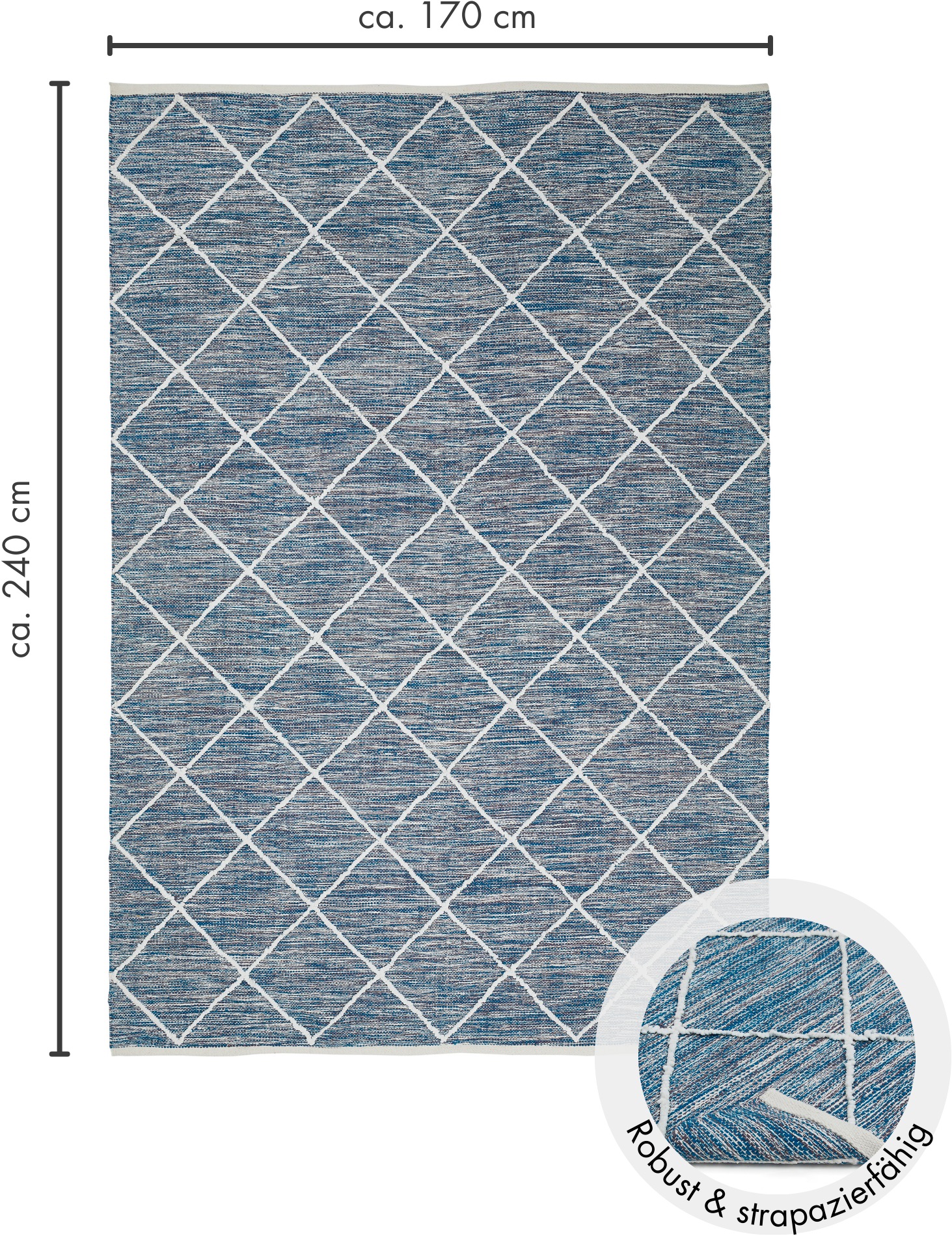 LUXOR living Teppich »Pantin«, rechteckig, 8 mm Höhe, Handweb, Flachgewebe, reine Baumwolle, handgewebt, Rauten Design
