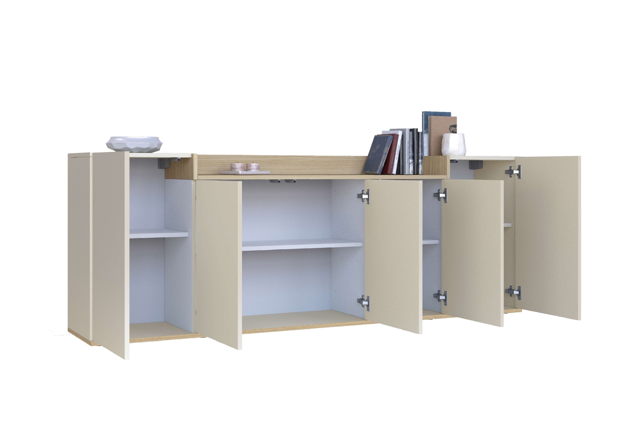 OTTO home Sideboard »BOLSENA, Kommode, Schrank,Lowboard mit 8 Fächer und offenes Ablagefach« 1 Stk. tlg. stehend/hängend montierbar, Made in Italy, B/T/H: 200 × 35 × 71,2 cm