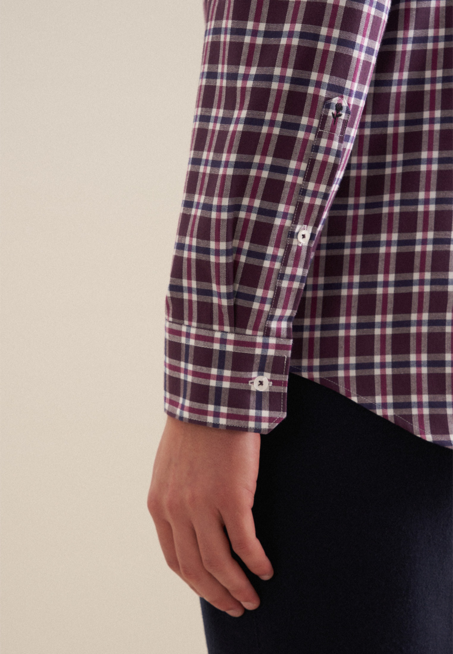 seidensticker Flanellhemd »Slim«, Slim Langarm Button-Down-Kragen Karo
