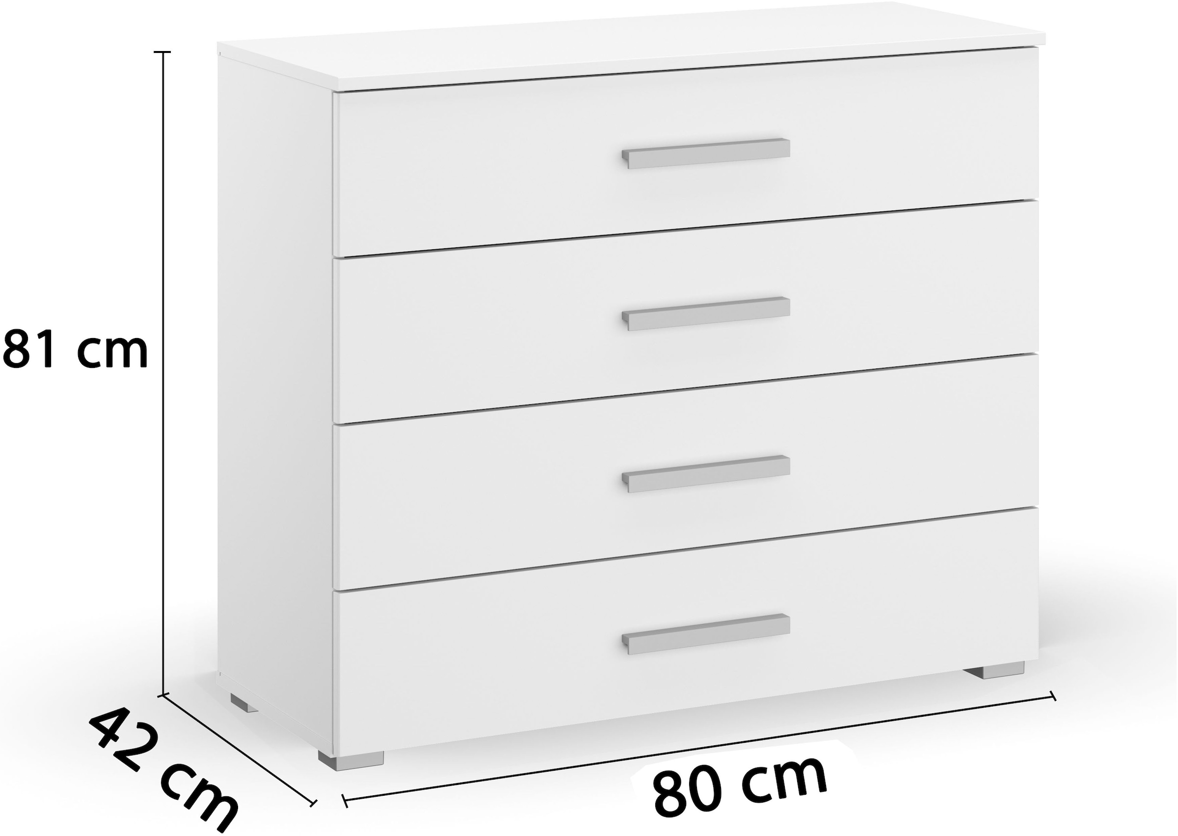 rauch Schubkastenkommode »Sideboard Kommode Schubkastenkommode KOLUNA mit Dekorfront«, (Breite 80 cm inkl. Soft-Close-Funktion), vier große und geräumige Schubladen mit viel Stauraum MADE IN GERMANY