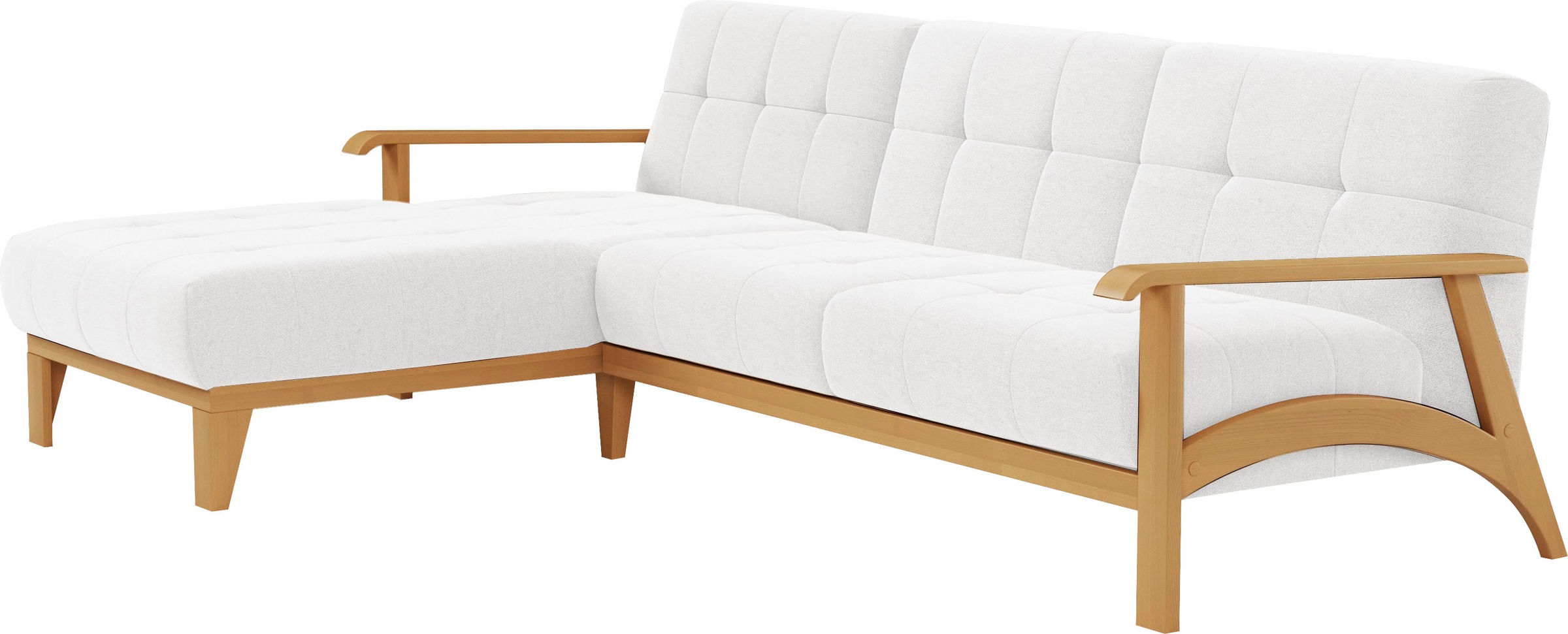 sit&more Ecksofa »Billund L-Form«, Armlehnen aus eichefarbigem Buchenholz, verschiedene Bezüge und Farben