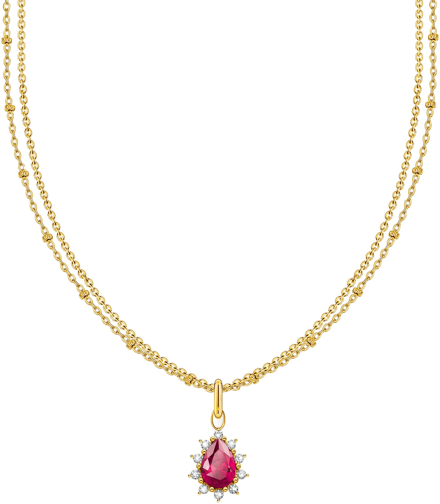 THOMAS SABO Kette mit Anhänger »Vintage Romance« mit Saphir (synth.), Zirkonia (synth.) gelbgoldfarben-rot-weiß 45 Kette mit Anhänger Vintage Romance