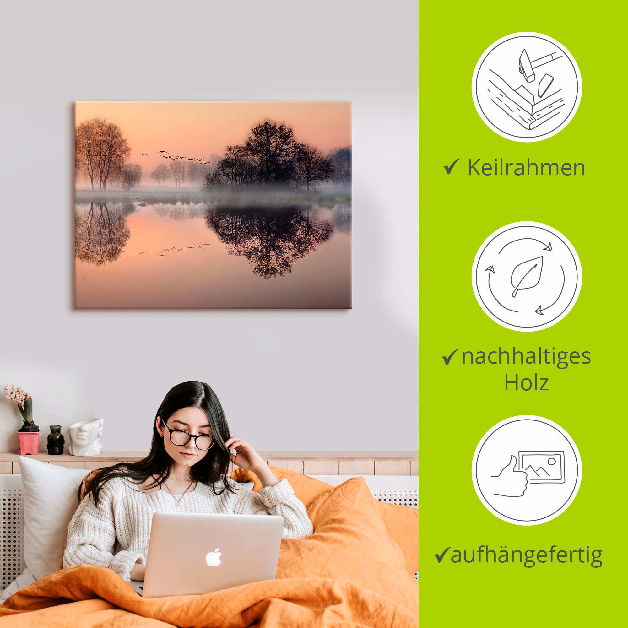 Artland Wandbild »Früh morgens am See....«, Gewässer, (1 St.), als Leinwandbild, Poster, Wandaufkleber in verschied. Größen