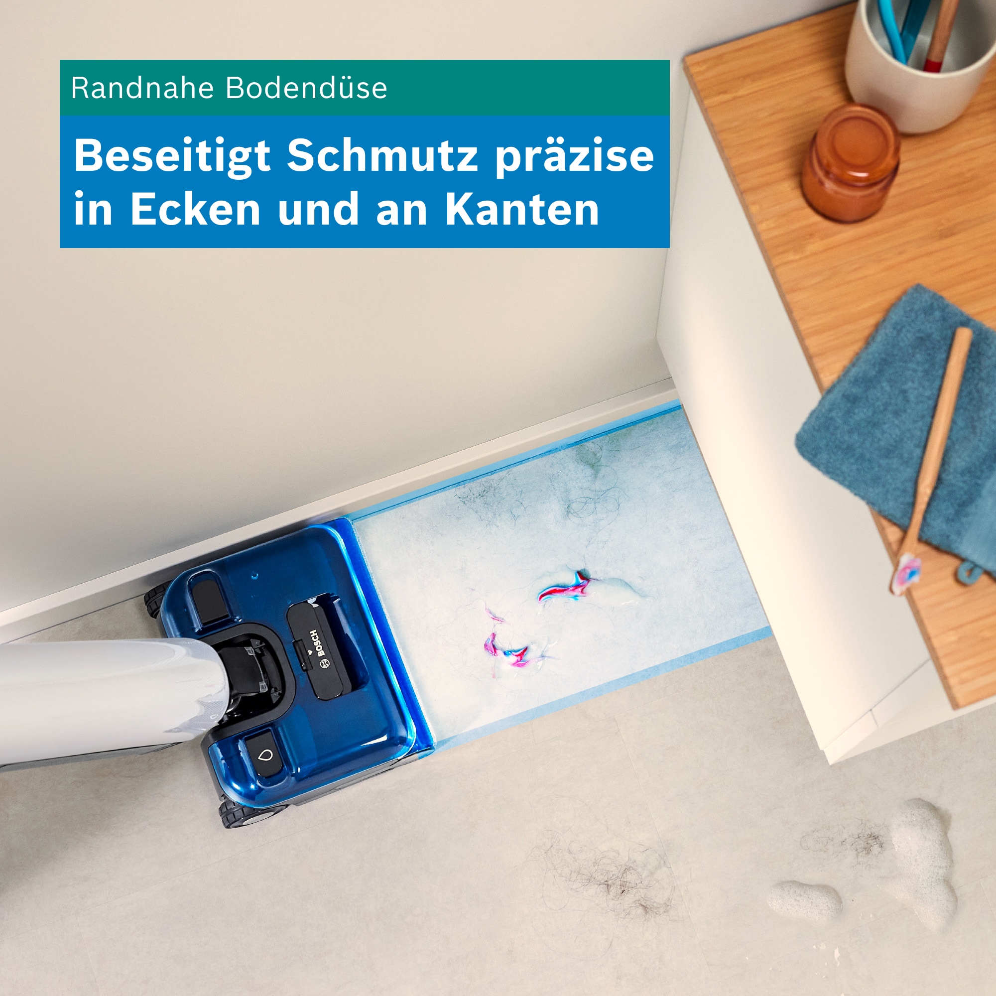 BOSCH Nass-Trocken-Sauger »OneFlow Serie 4 BHF41WM, Selbstreinigung, 24.000 PA Saugkraft« Anti-Haarverwicklung, LED-Licht, Schnelltrocknung, 40 min Akku / 150m²