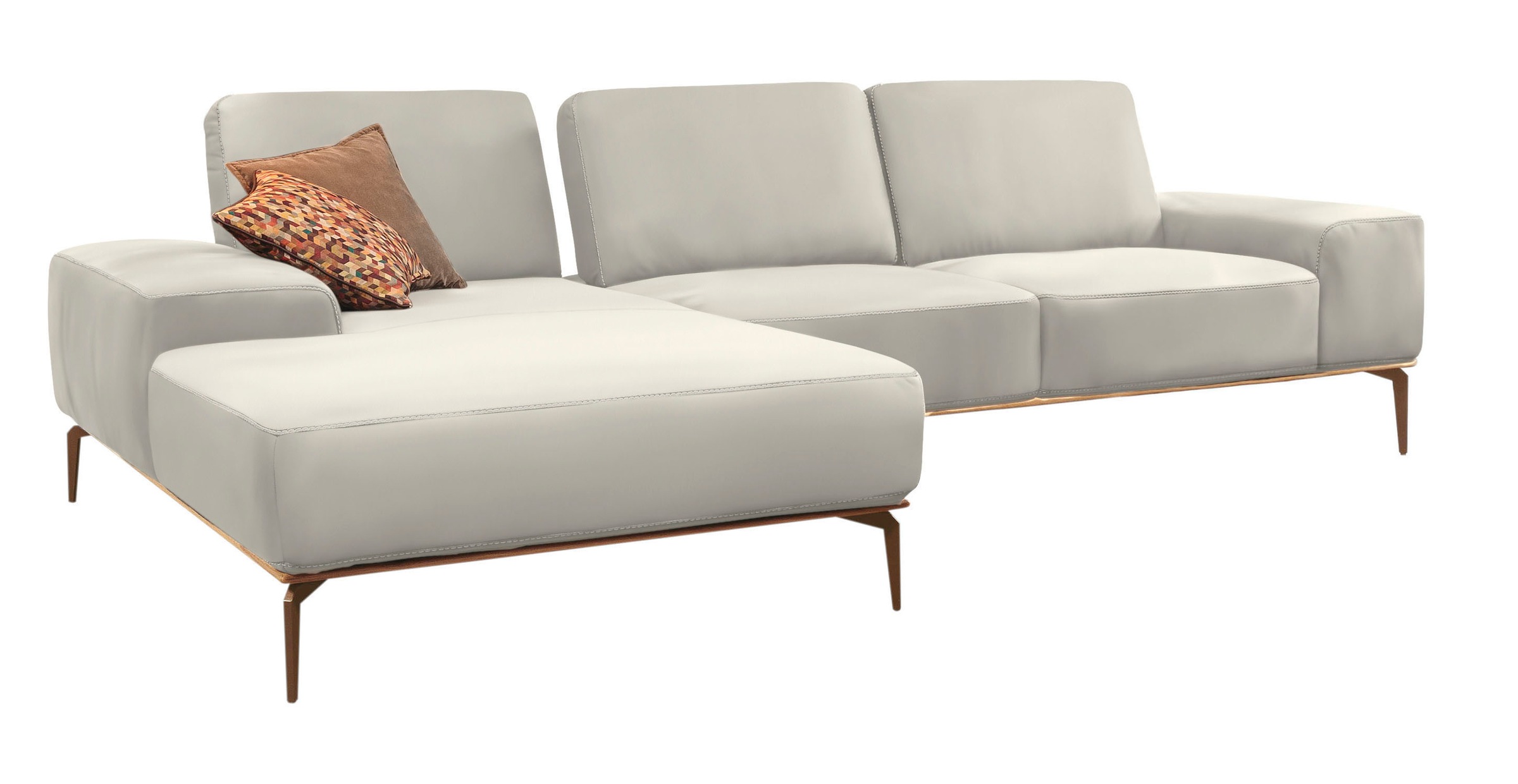 W.SCHILLIG Ecksofa »run, Designsofa mit tollem Sitzkomfort, bequem, L-Form«, mit Holzsockel, Füße in Bronze pulverbeschichtet, Breite 319 cm