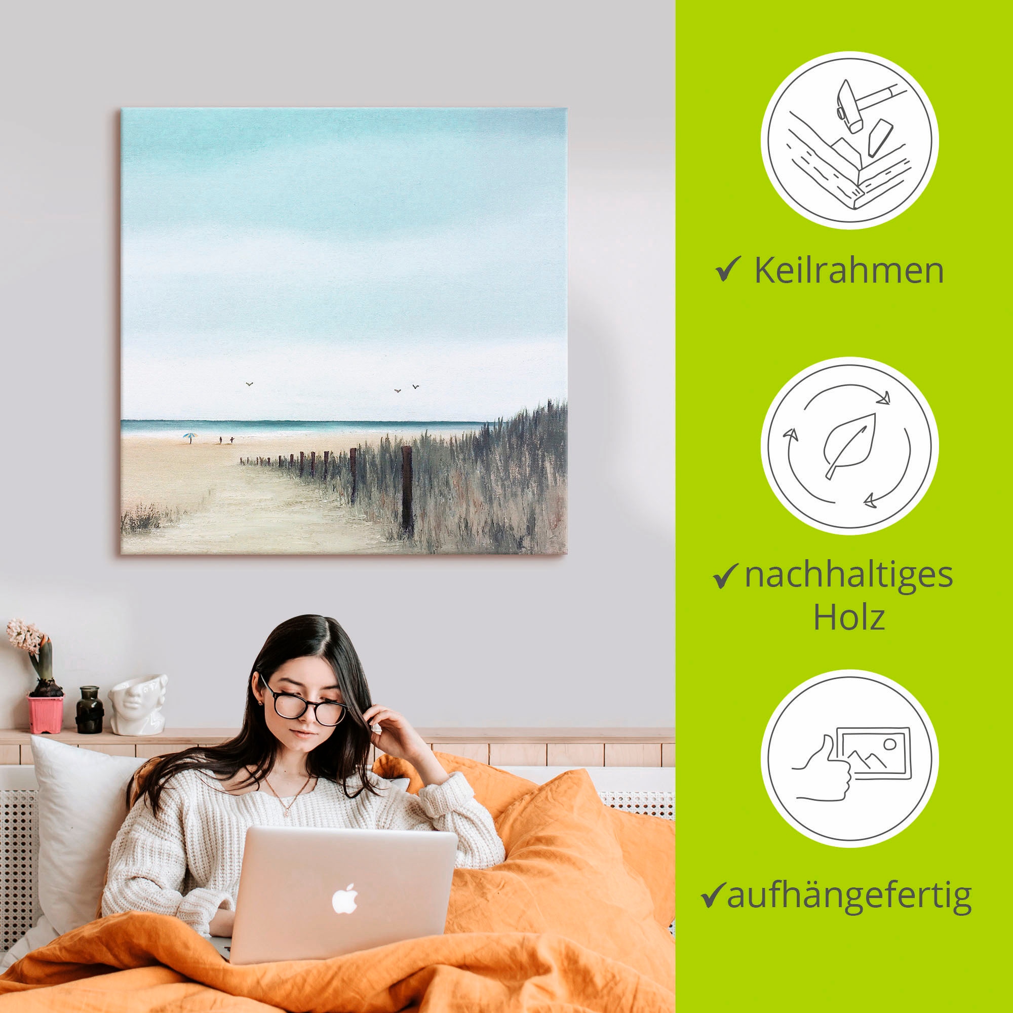 Artland Leinwandbild »Sonniger Morgen I« Strand 1 Stk. tlg. als Leinwandbild, Poster in verschied. Größen