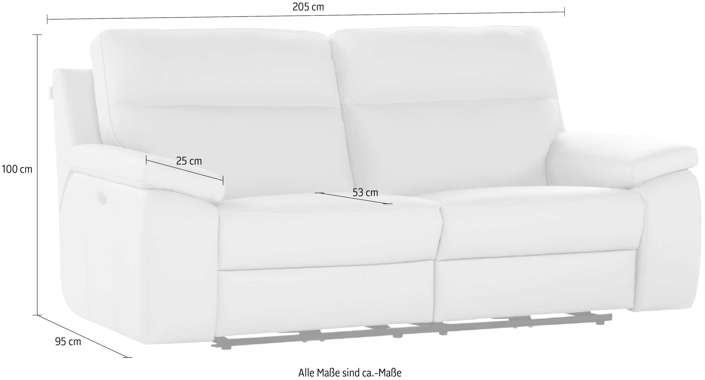 CALIA ITALIA 3-Sitzer »Primo, hoher Sitzkomfort mit tollem Design«, in Leder, optional mit elektrischer Relaxfunktion