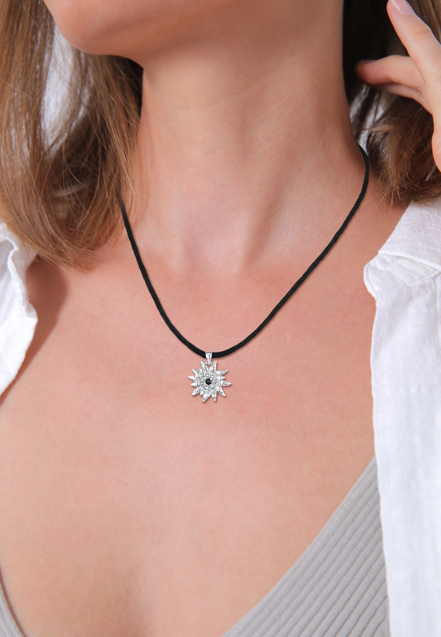 Elli Kette mit Anhänger »Edelweiss Kristalle Sterling Silber«
